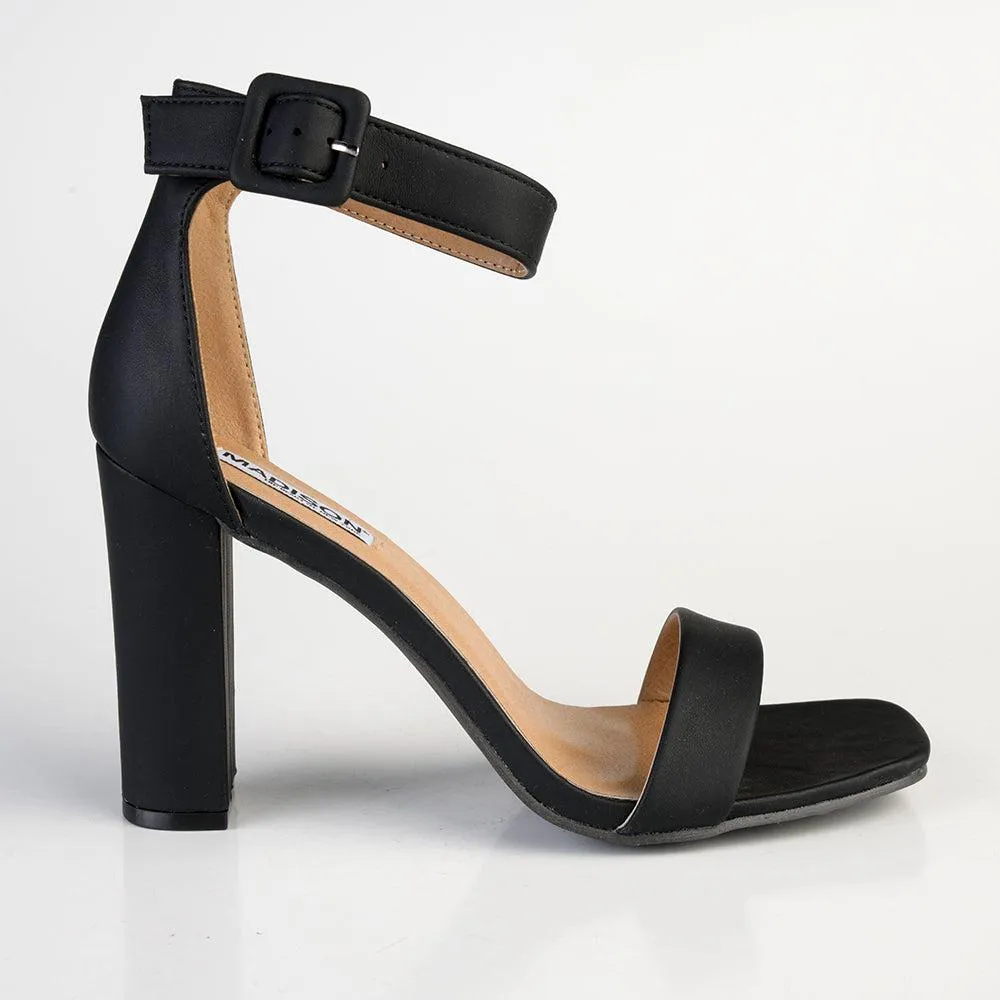 Madison Angelique Black Block Heel Sandal