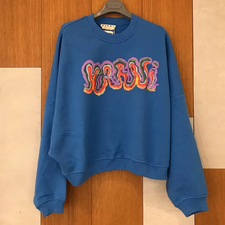 MARNI Blue jersey sweatshirt Rainbow print.