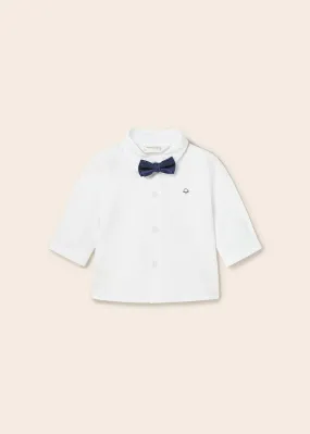 Mayoral L/s shirt and bowtie for newborn boy - White