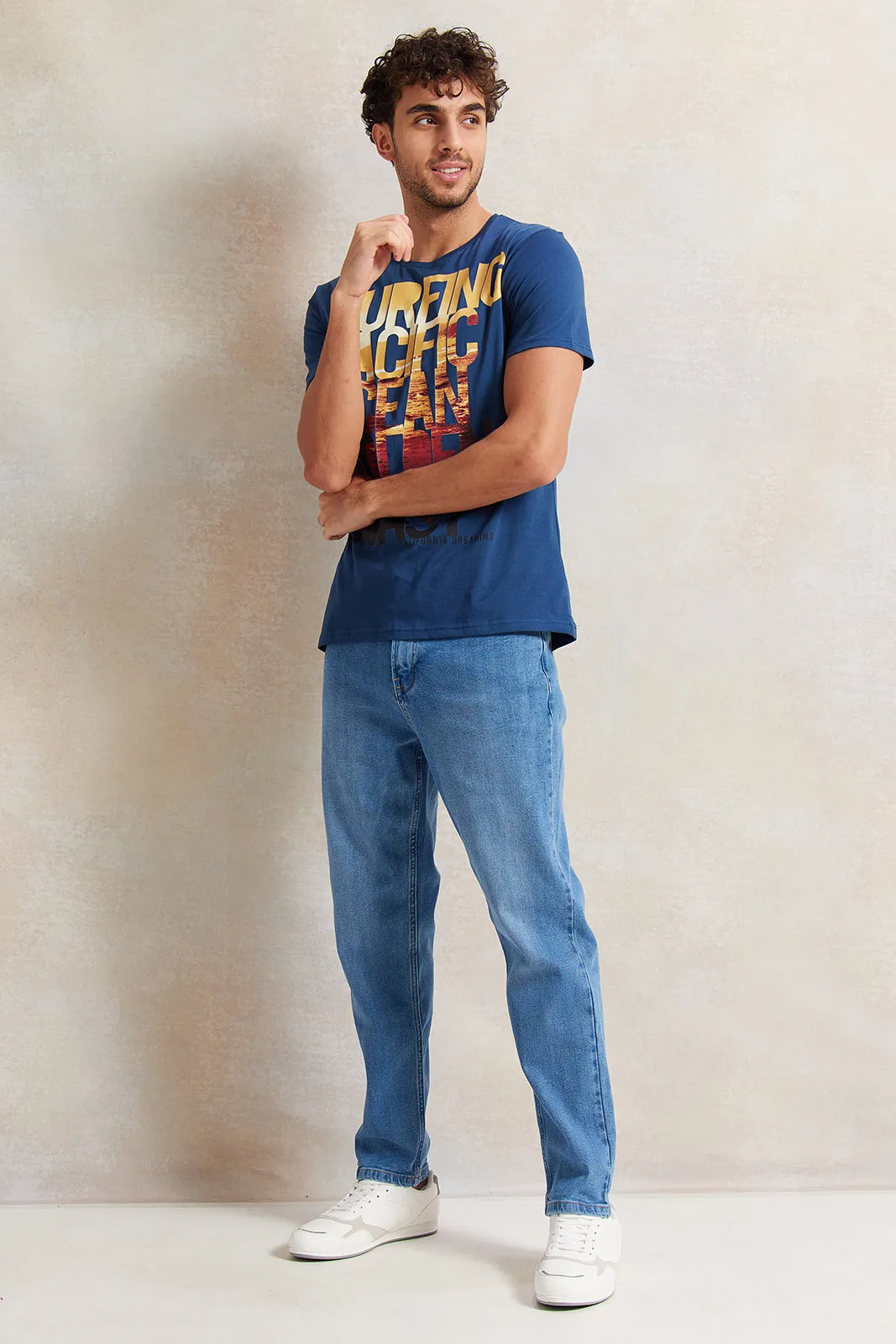 Men Blue Basic 5 Pocket Jeans