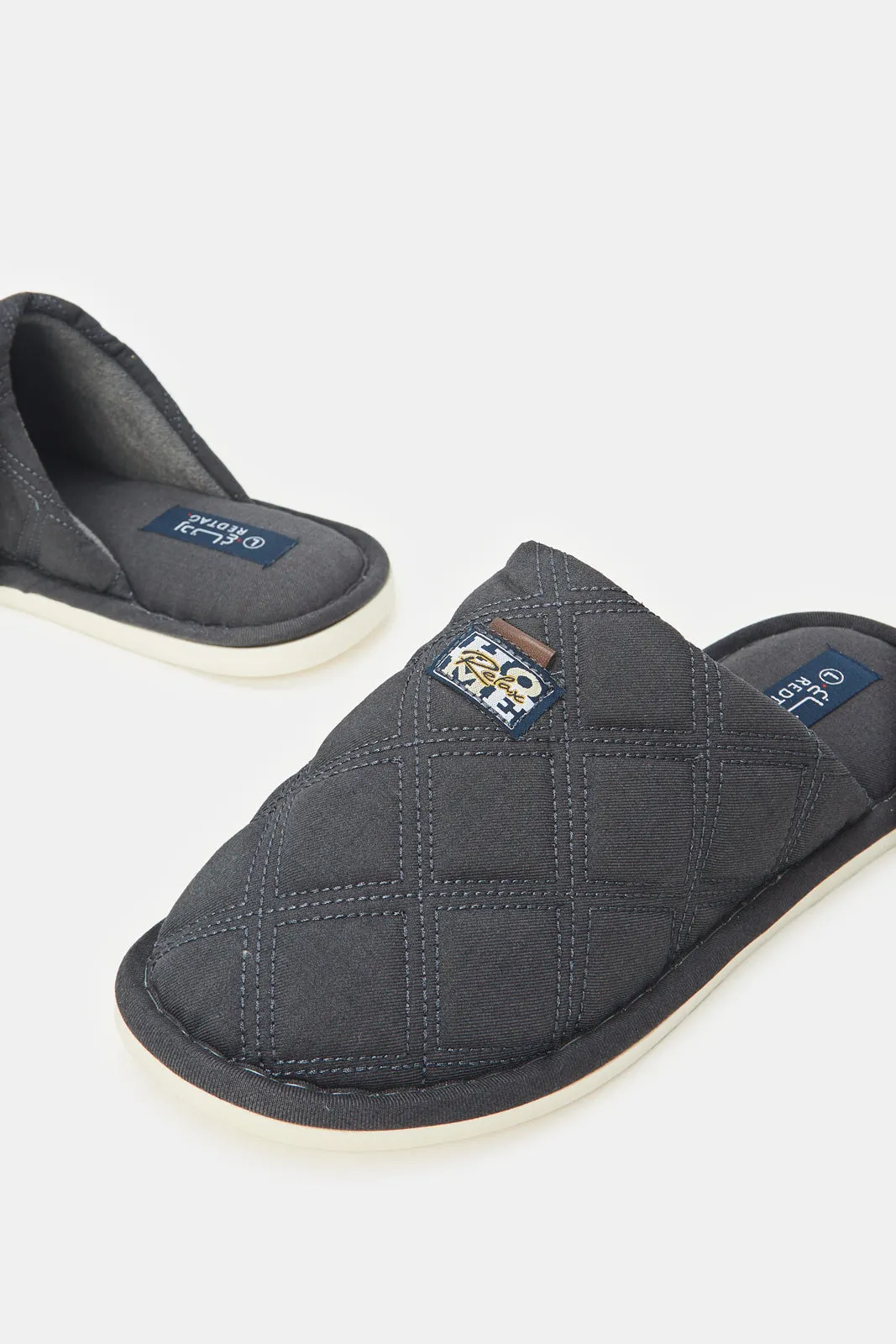 Men Grey Embossed Slippers