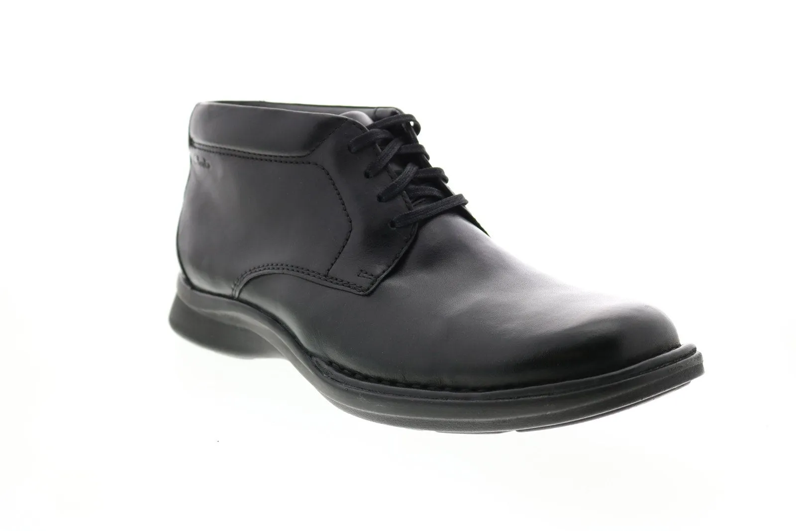 Men's Black Leather Chukka Boots - Clarks Kempton Mid - Style 26146397