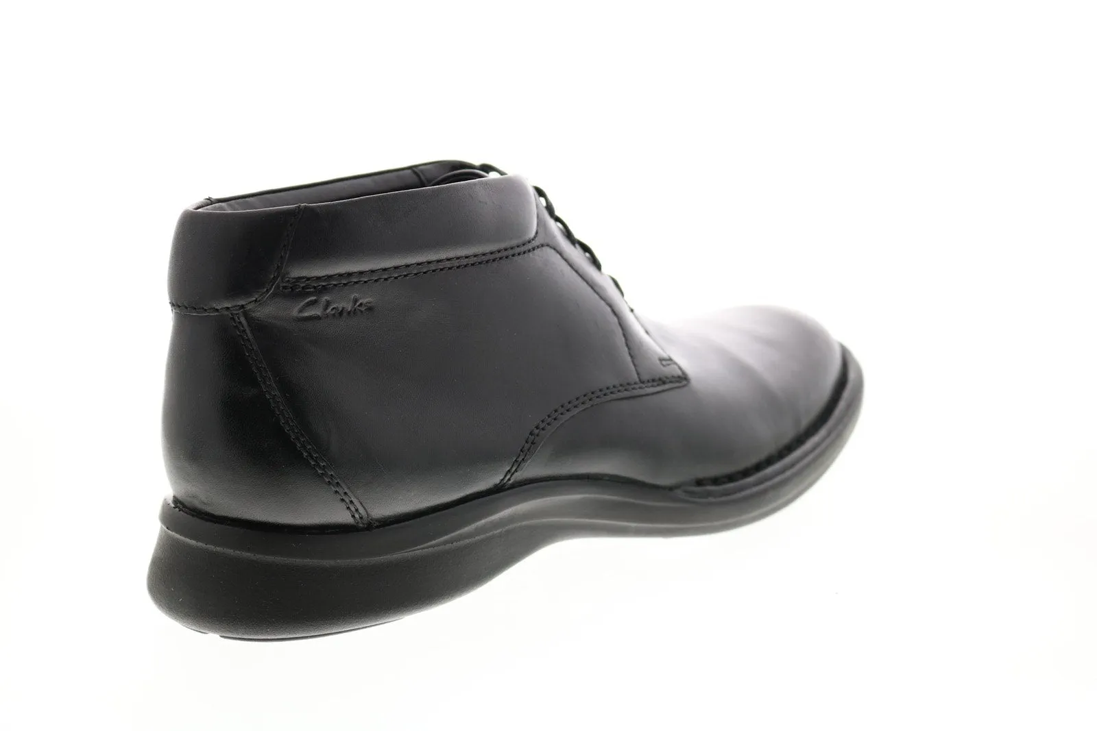 Men's Black Leather Chukka Boots - Clarks Kempton Mid - Style 26146397