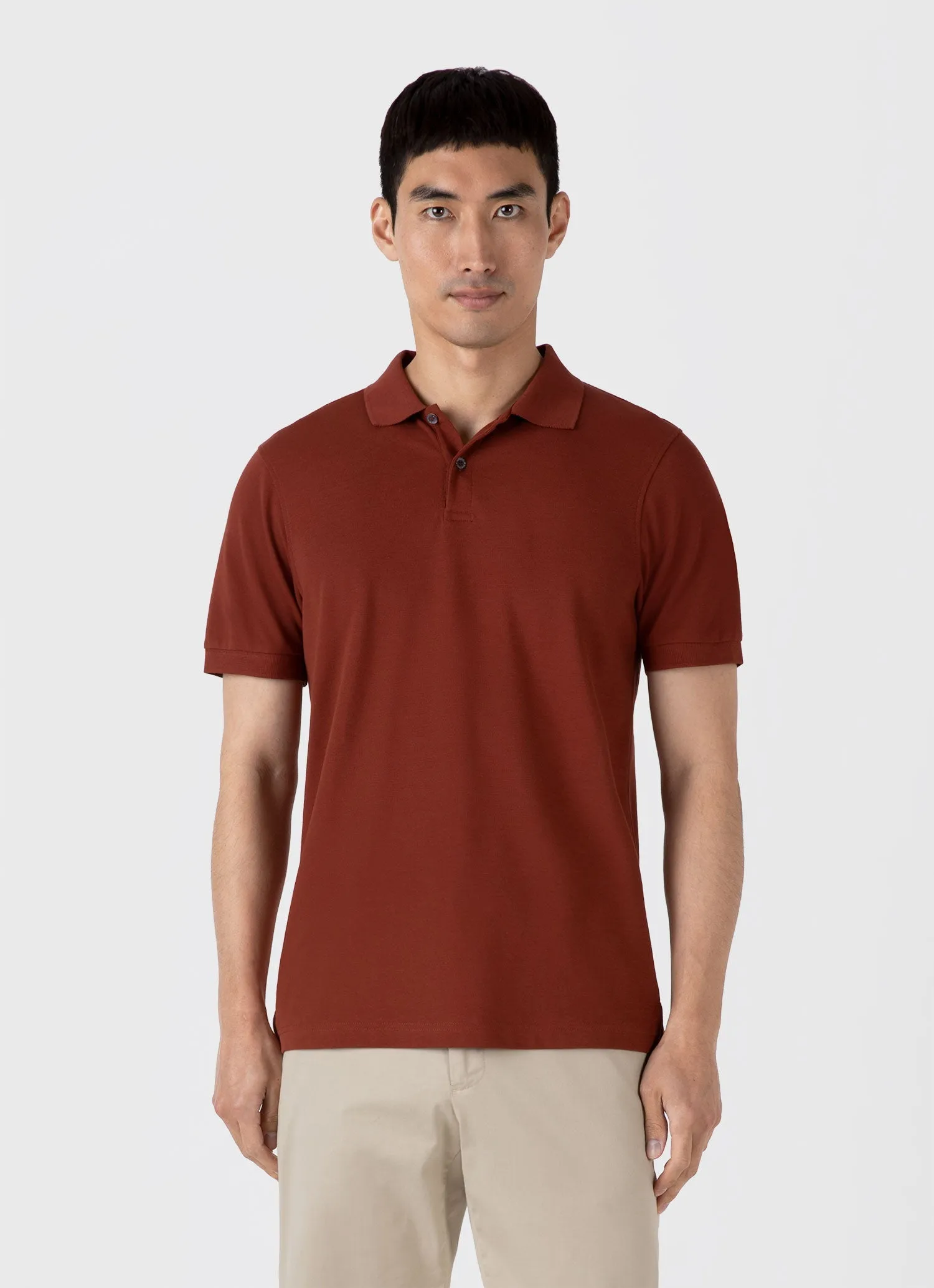 Men's Piqué Polo Shirt in Dark Clay