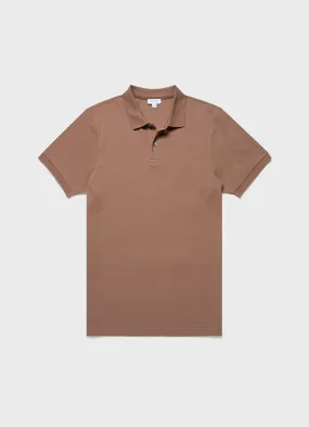 Men's Piqué Polo Shirt in Dark Sand