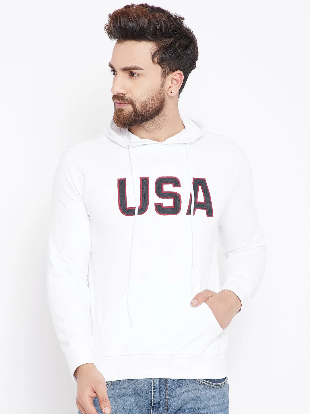 Mens Solid White Sweatshirt