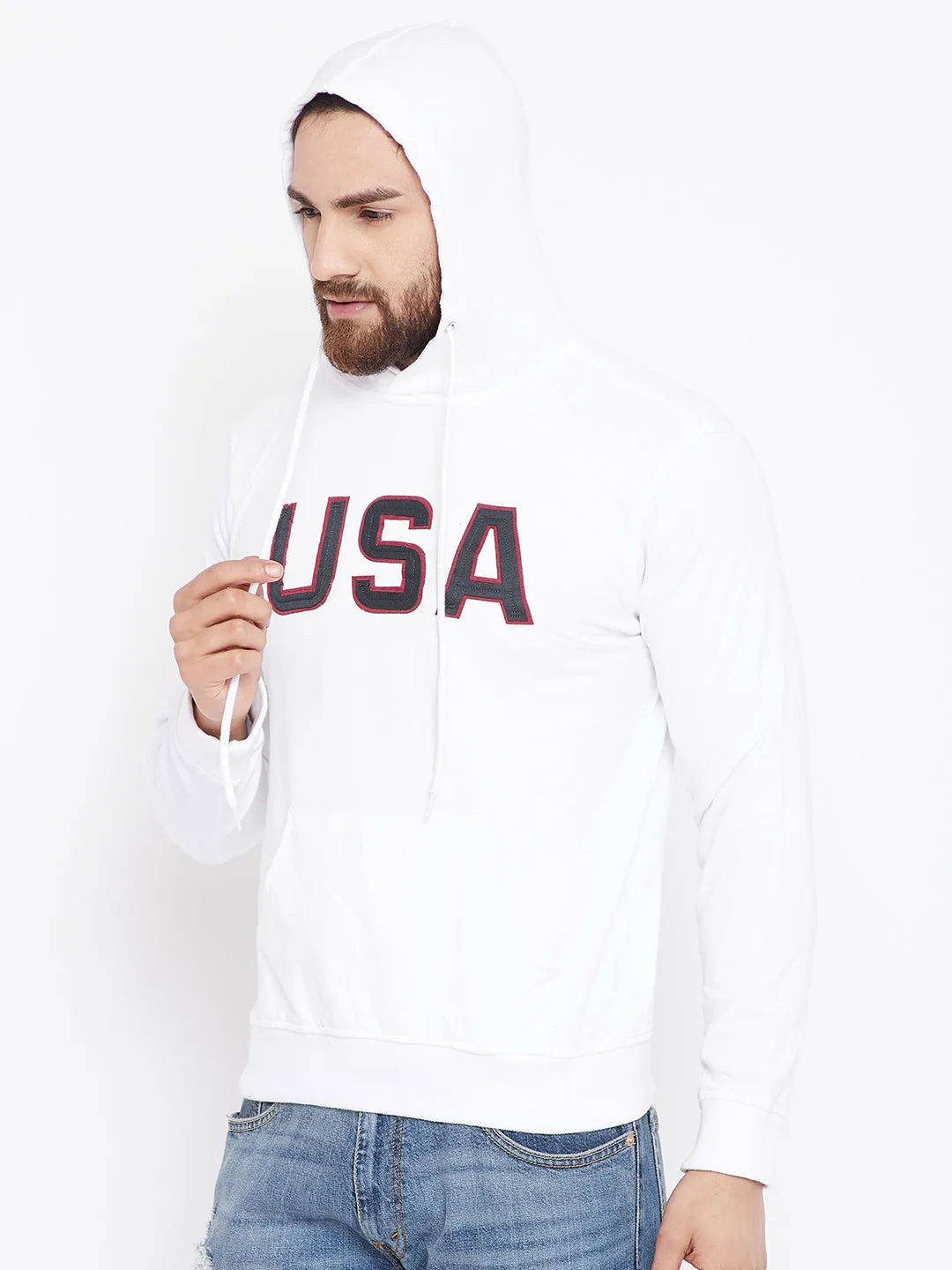 Mens Solid White Sweatshirt