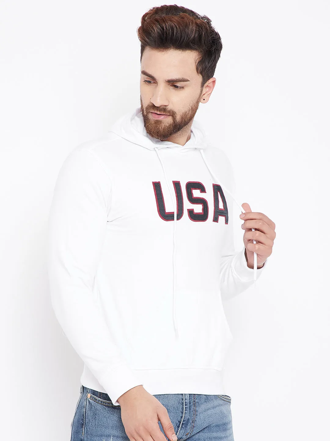 Mens Solid White Sweatshirt