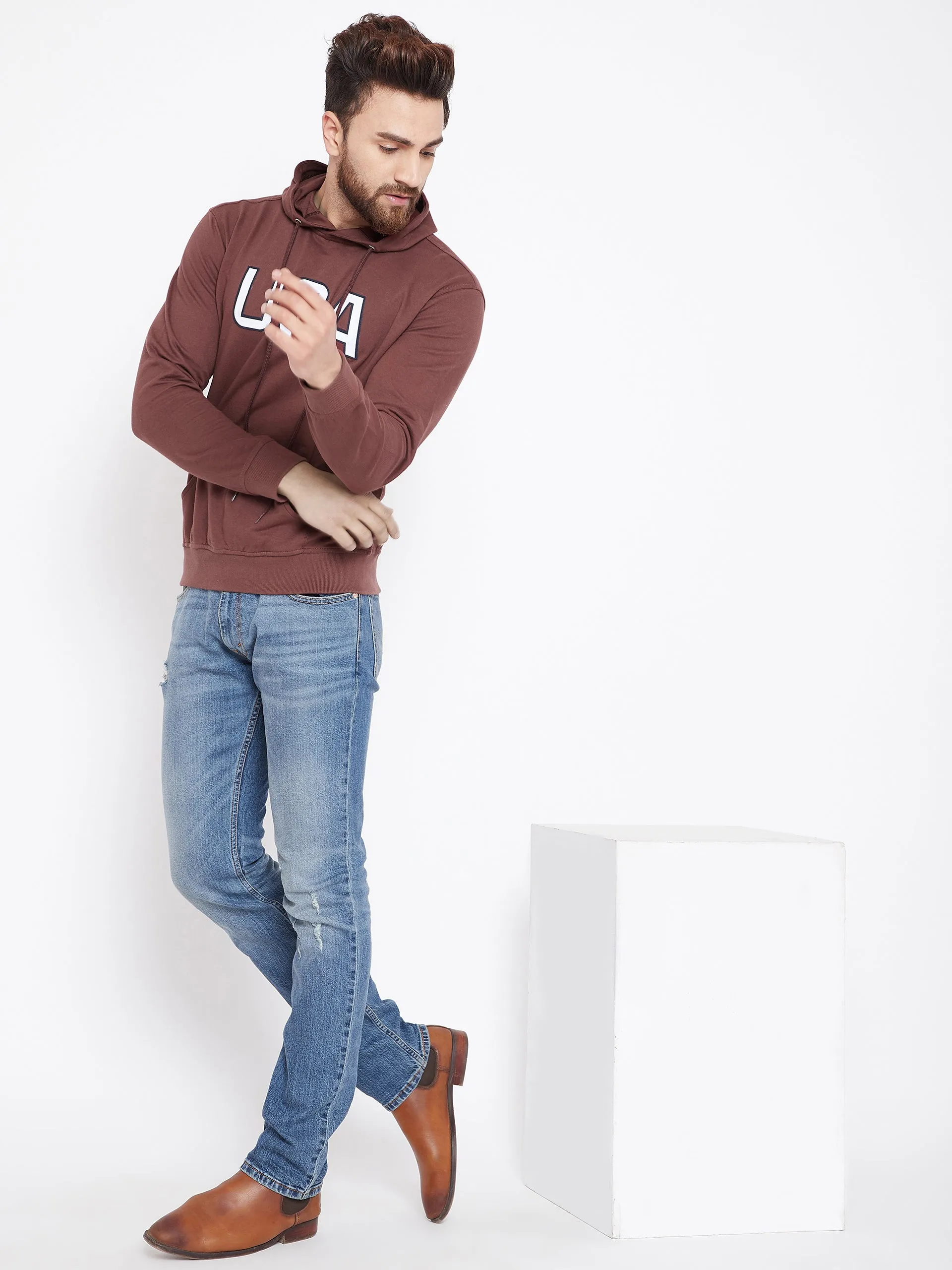 Mens Solid Wine Sweatshirt