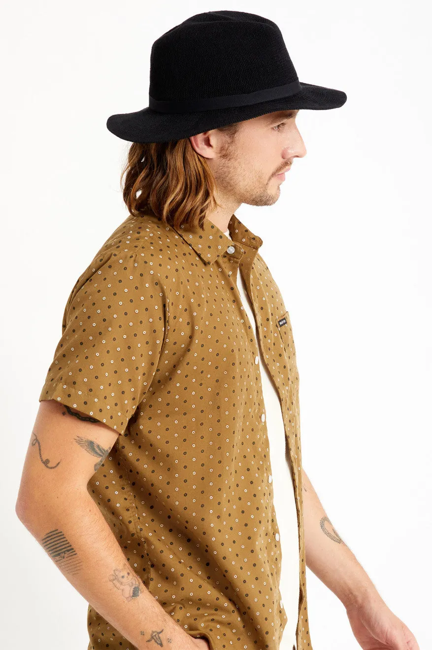 Messer Knit Packable Fedora - Black/Black