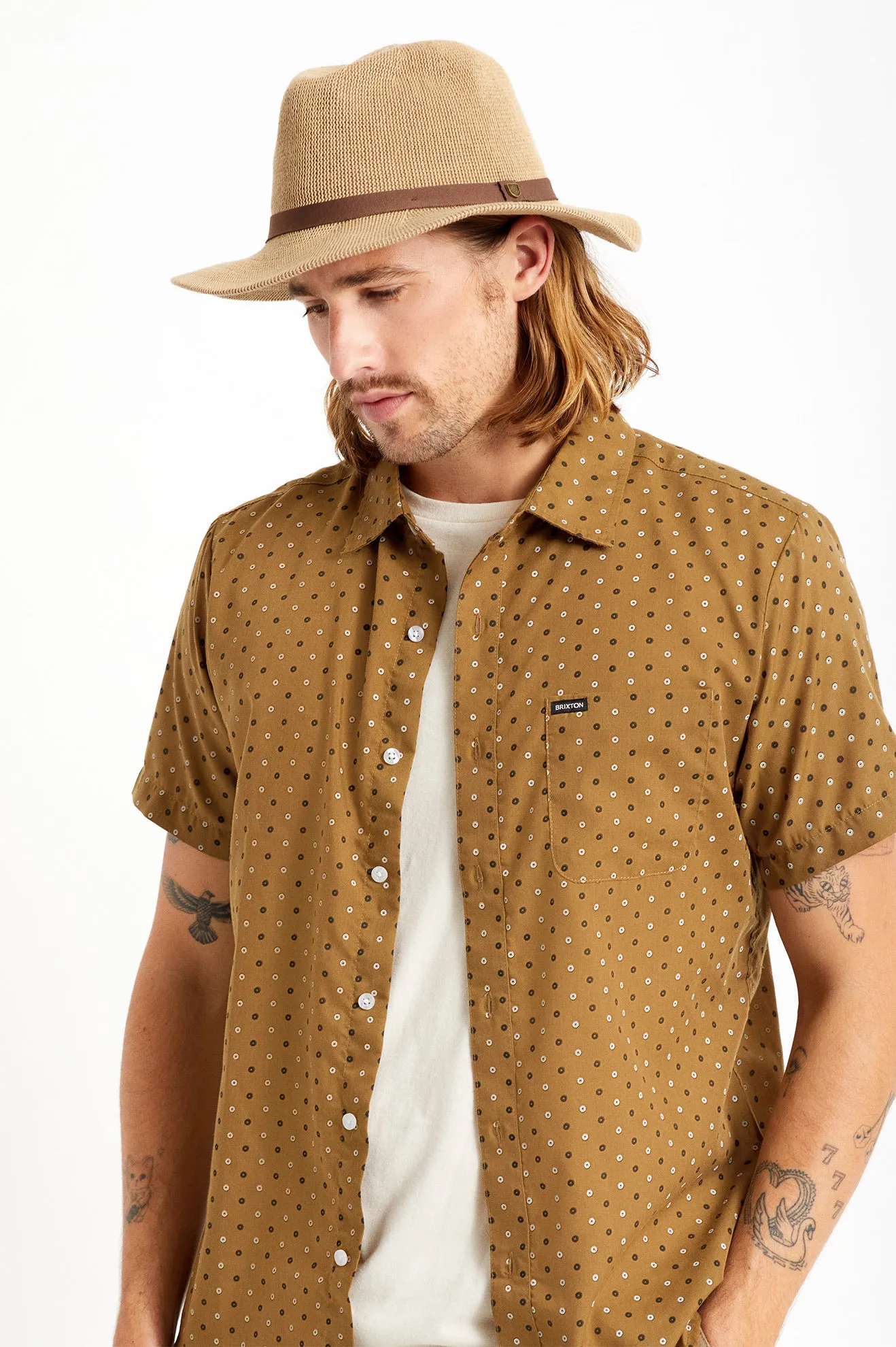 Messer Knit Packable Fedora - Tan