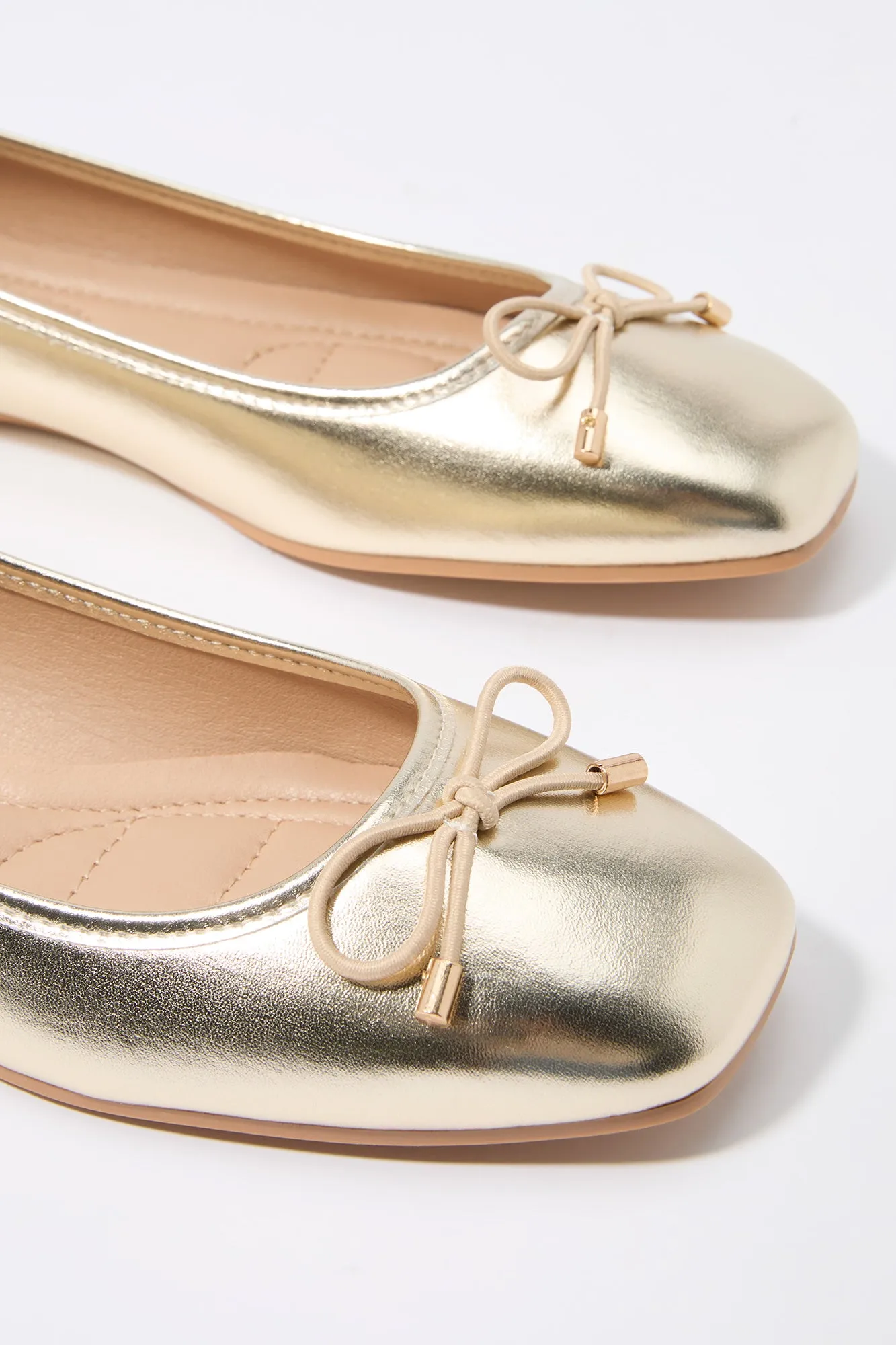 Metallic Ballet Flats with Buckles