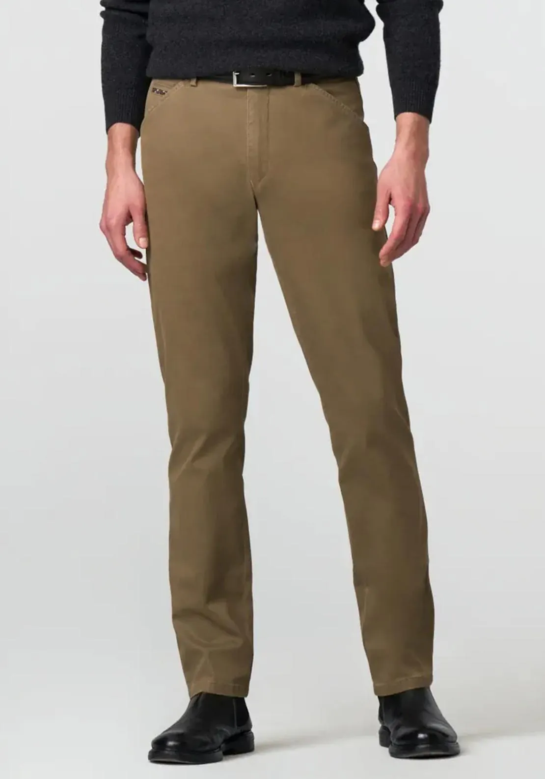 Meyer Oslo Chino Trousers, Khaki Stone