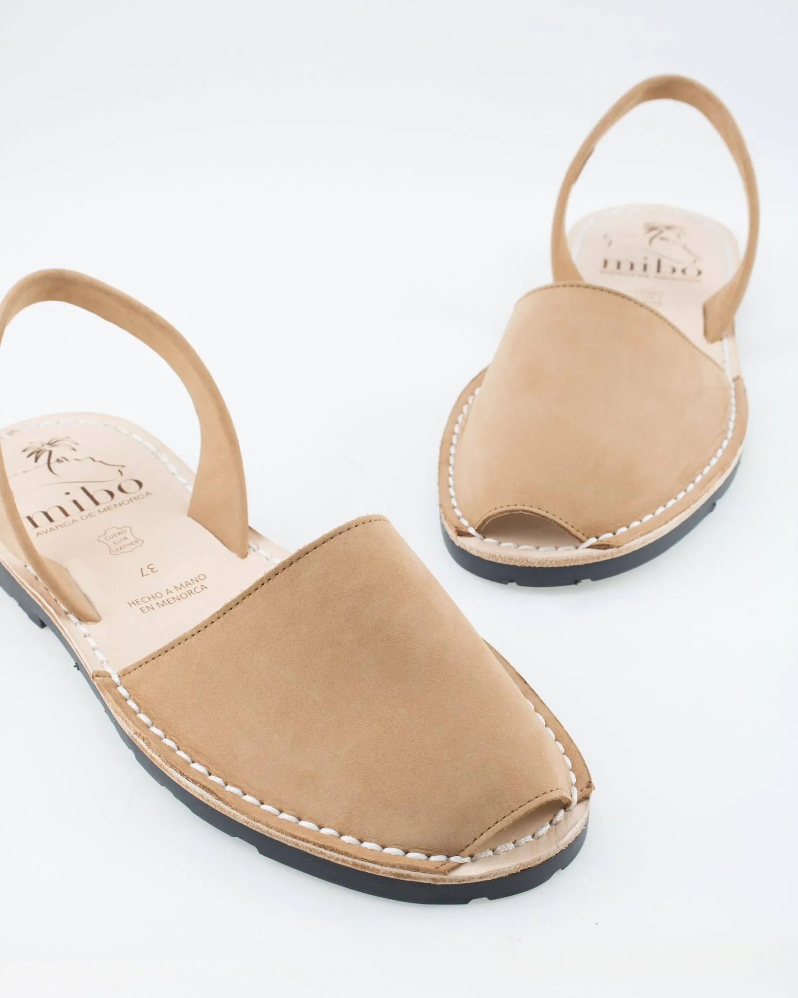 MIBO Classic Menorcan Avarca Beige Leather Sandal