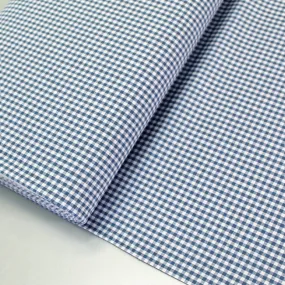 Mini Gingham Denim Blue Dressmaking Cotton