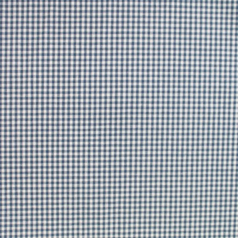 Mini Gingham Denim Blue Dressmaking Cotton