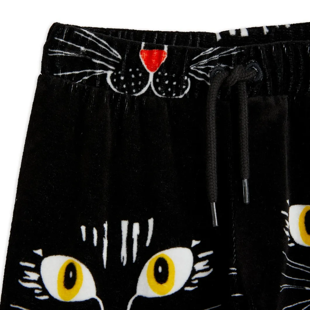 Mini Rodini Cat Face Velour Trousers