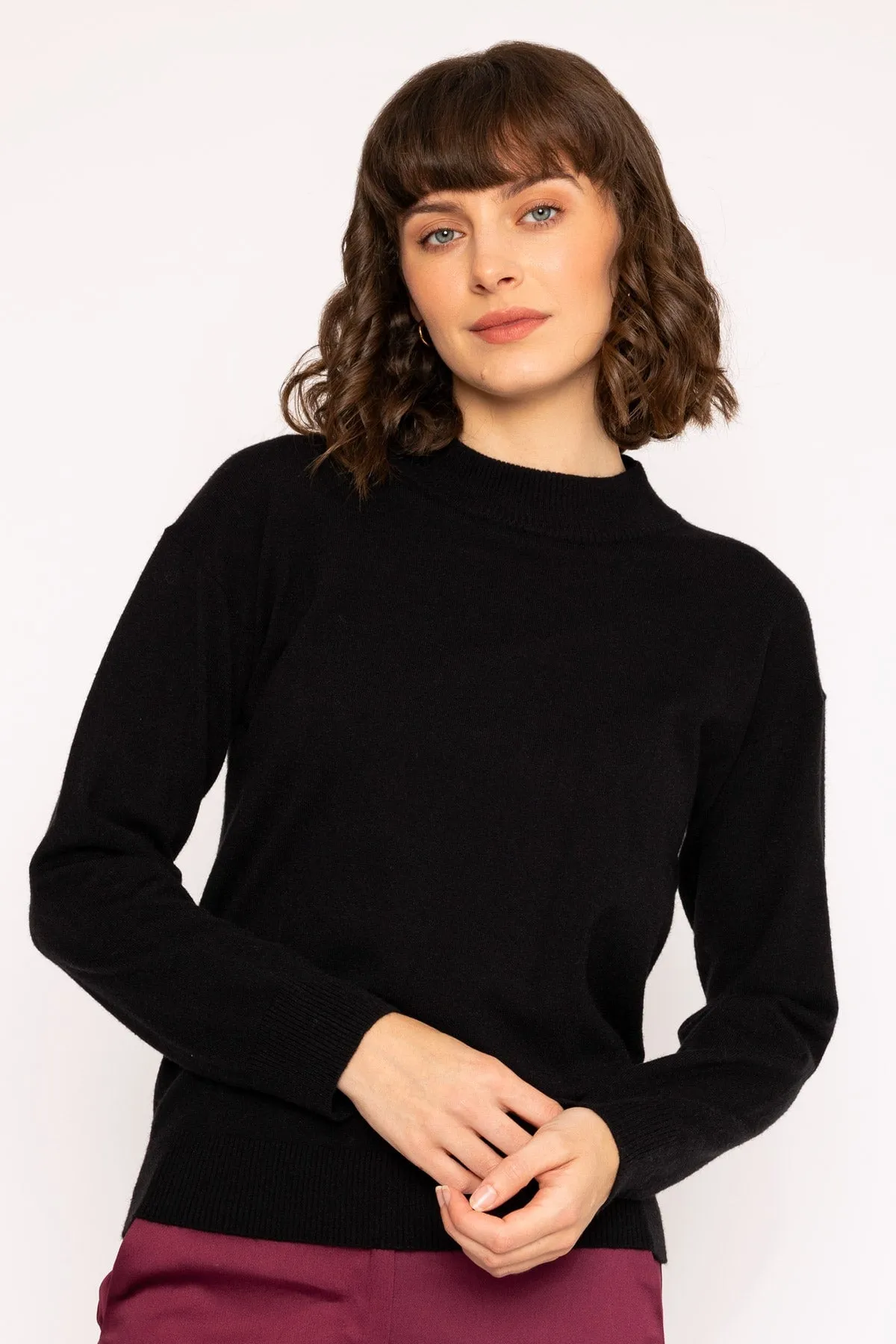 Mock High Neck Knit Jumper in Black