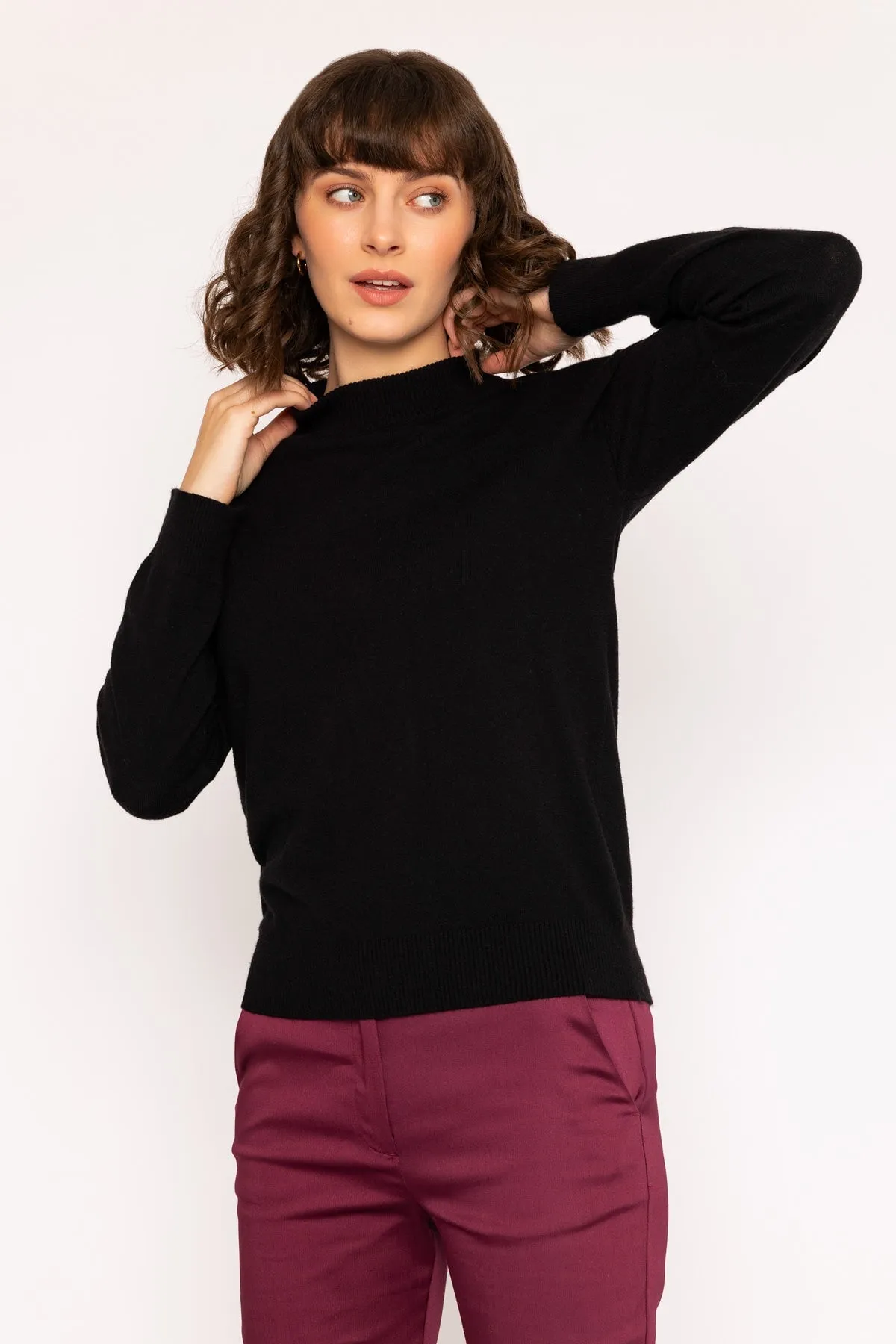 Mock High Neck Knit Jumper in Black