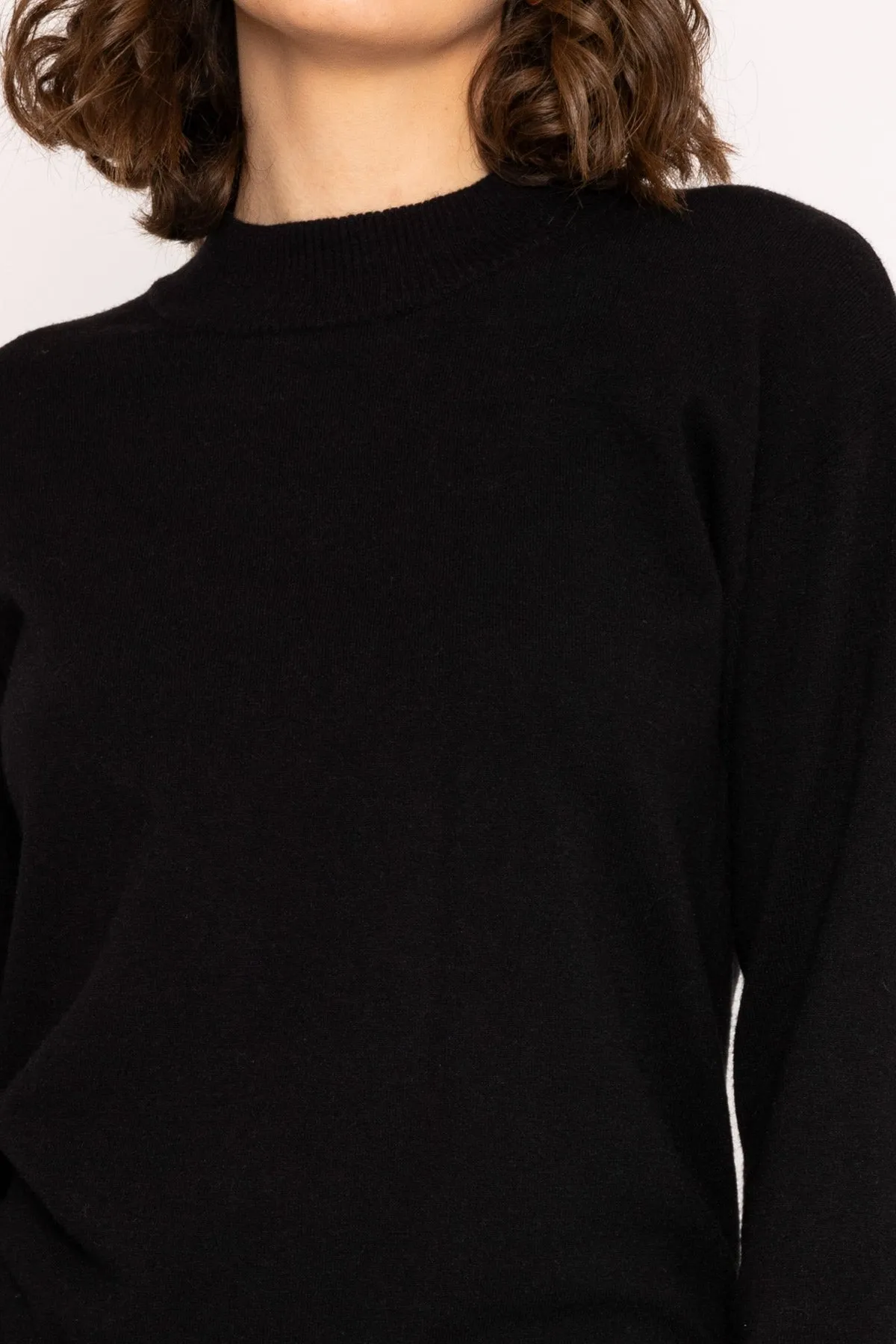 Mock High Neck Knit Jumper in Black