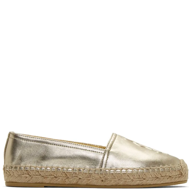 Metallic Gold Monogram Leather Espadrille