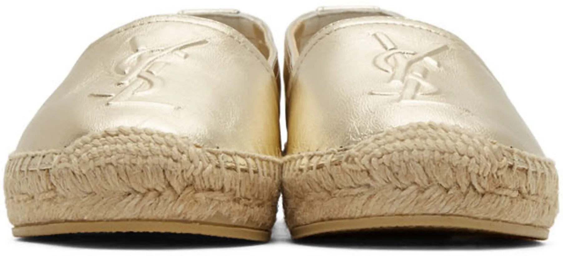 Metallic Gold Monogram Leather Espadrille