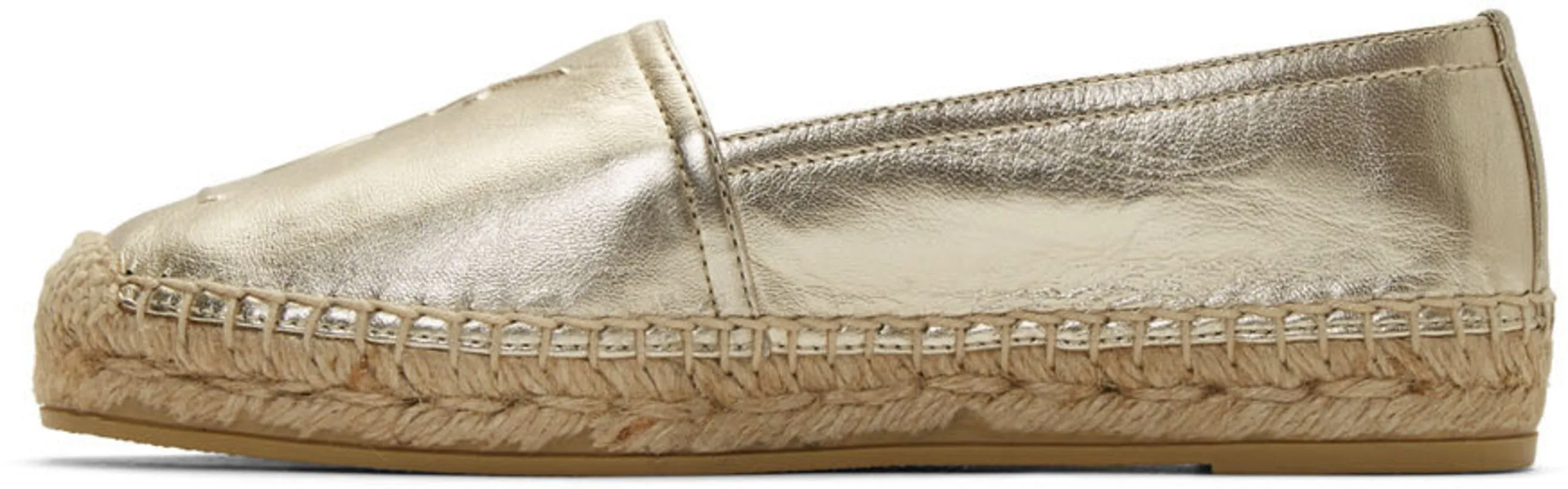 Metallic Gold Monogram Leather Espadrille