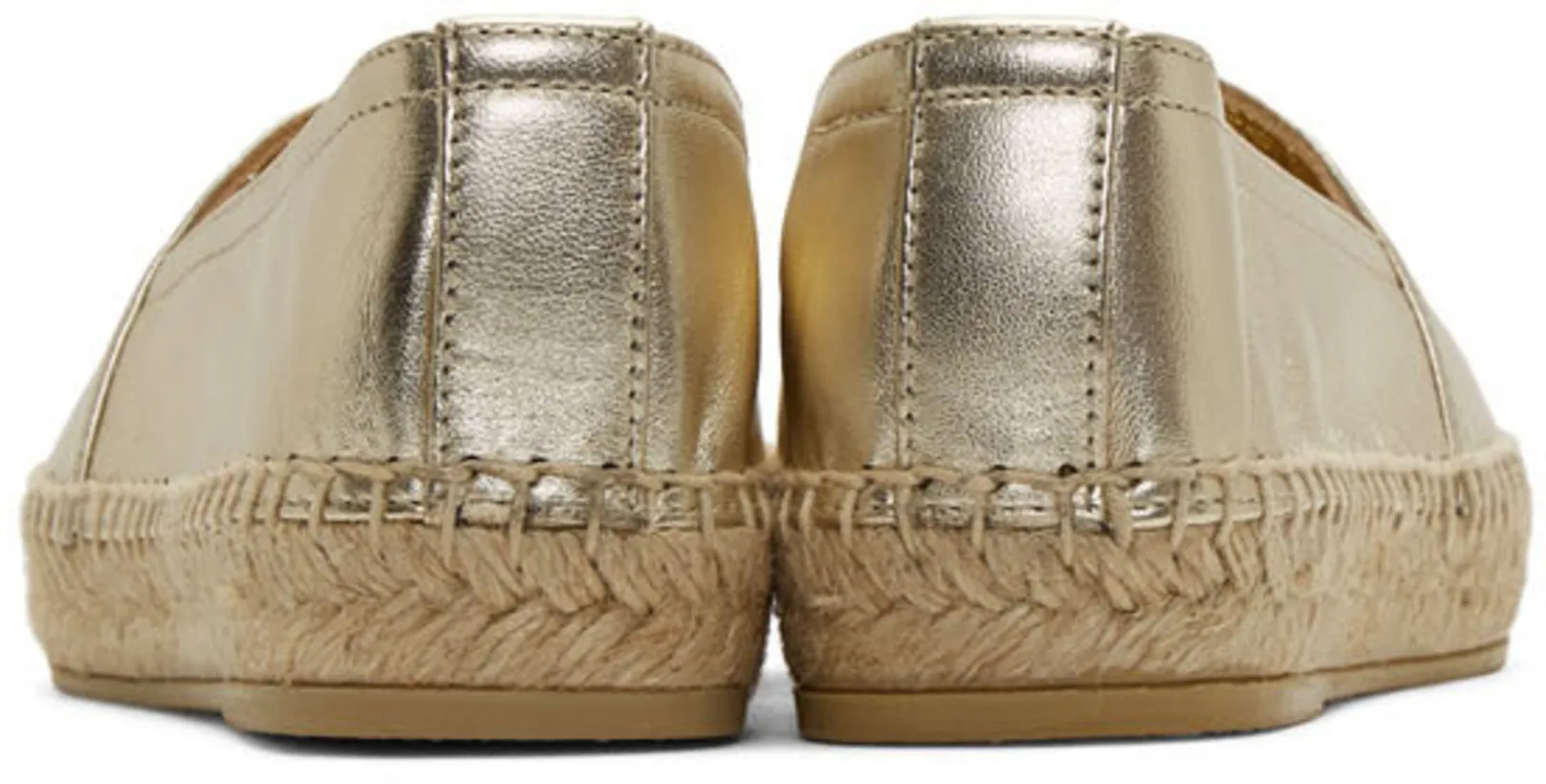 Metallic Gold Monogram Leather Espadrille