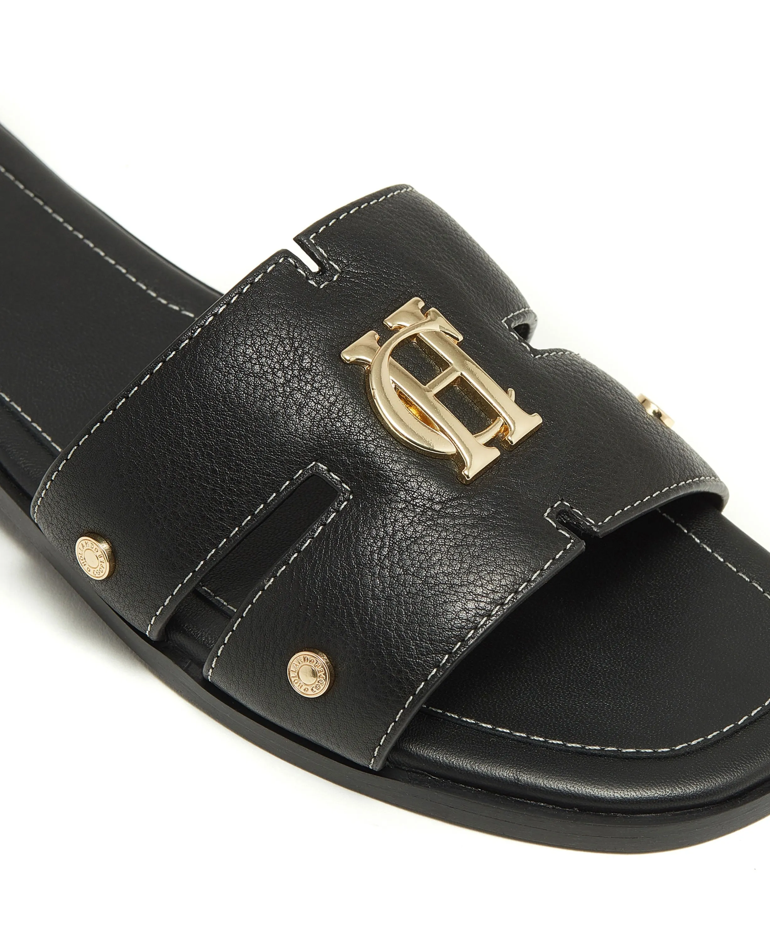 Monogram Slides                             Black Leather