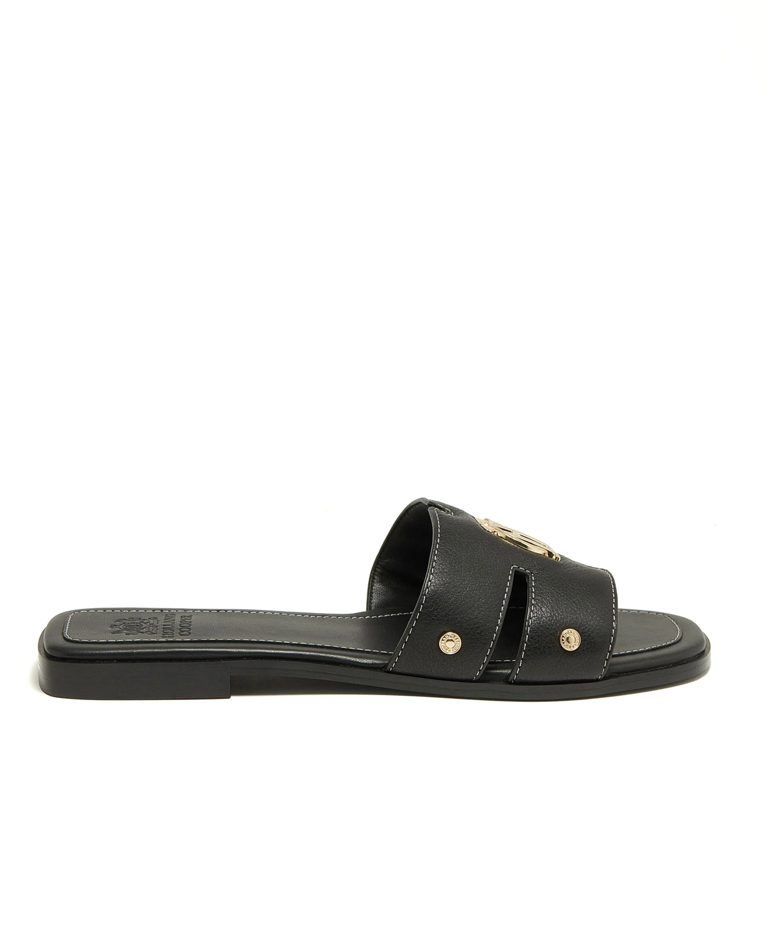 Monogram Slides                             Black Leather