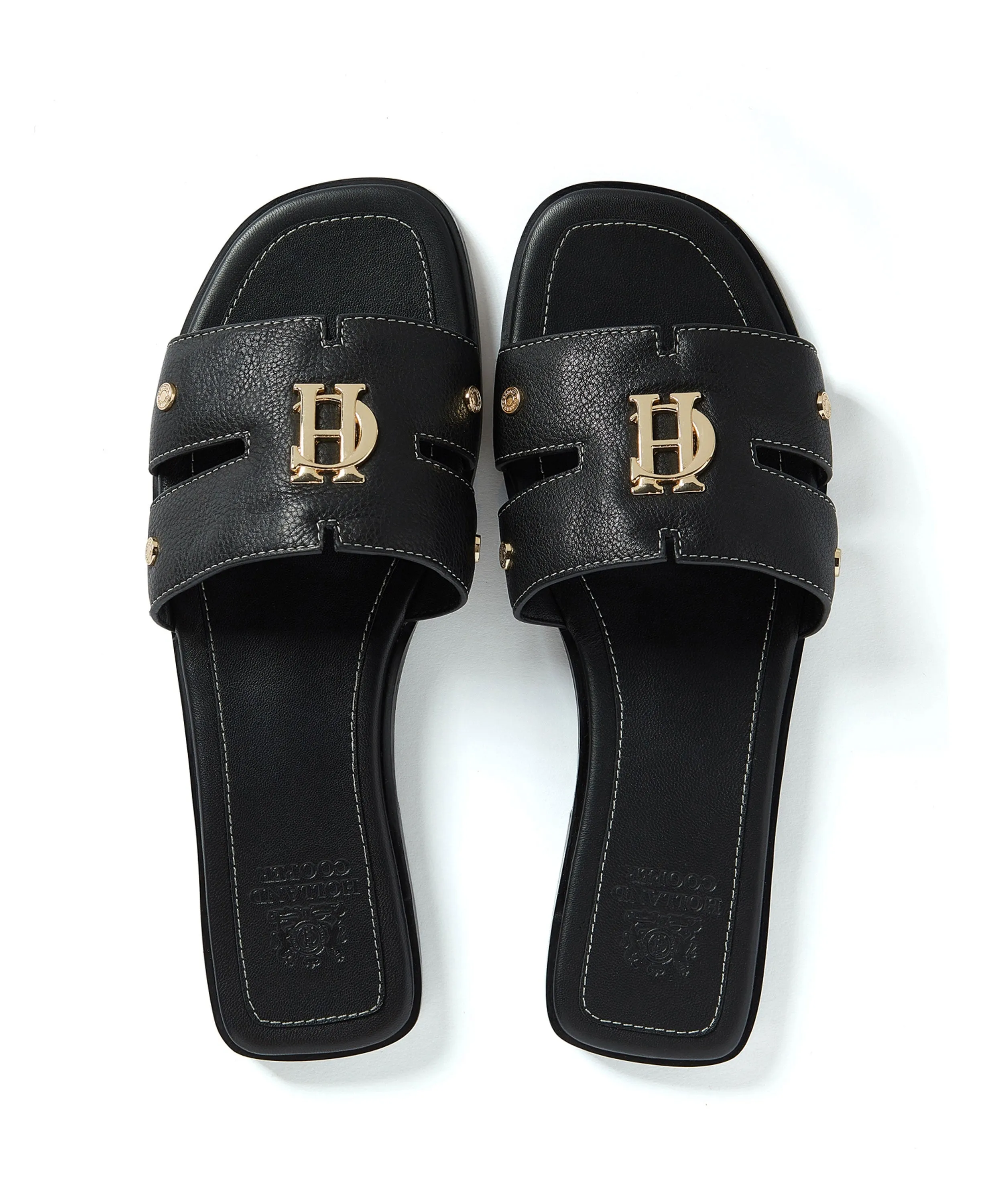 Monogram Slides                             Black Leather