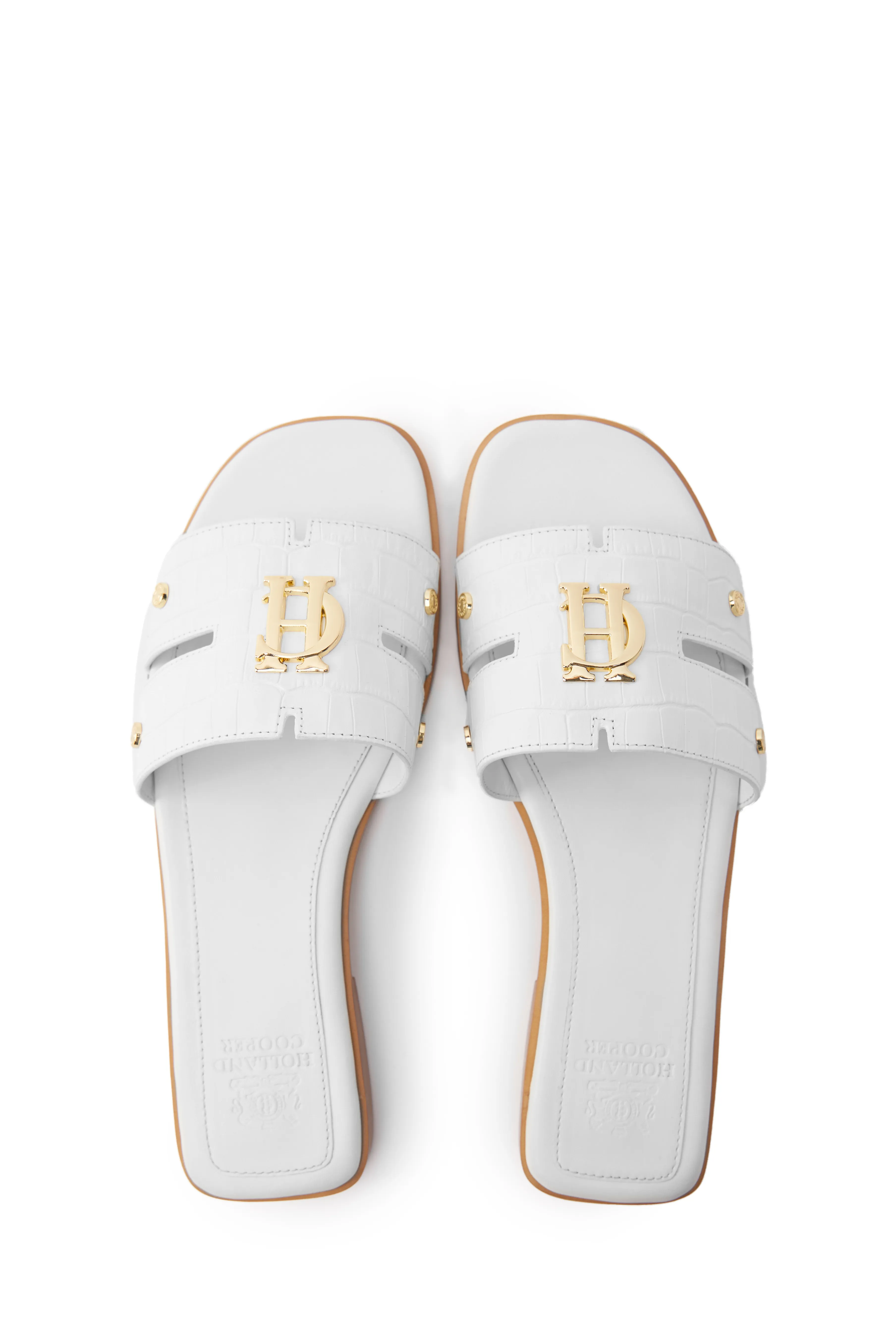 Monogram Slides (White Croc)