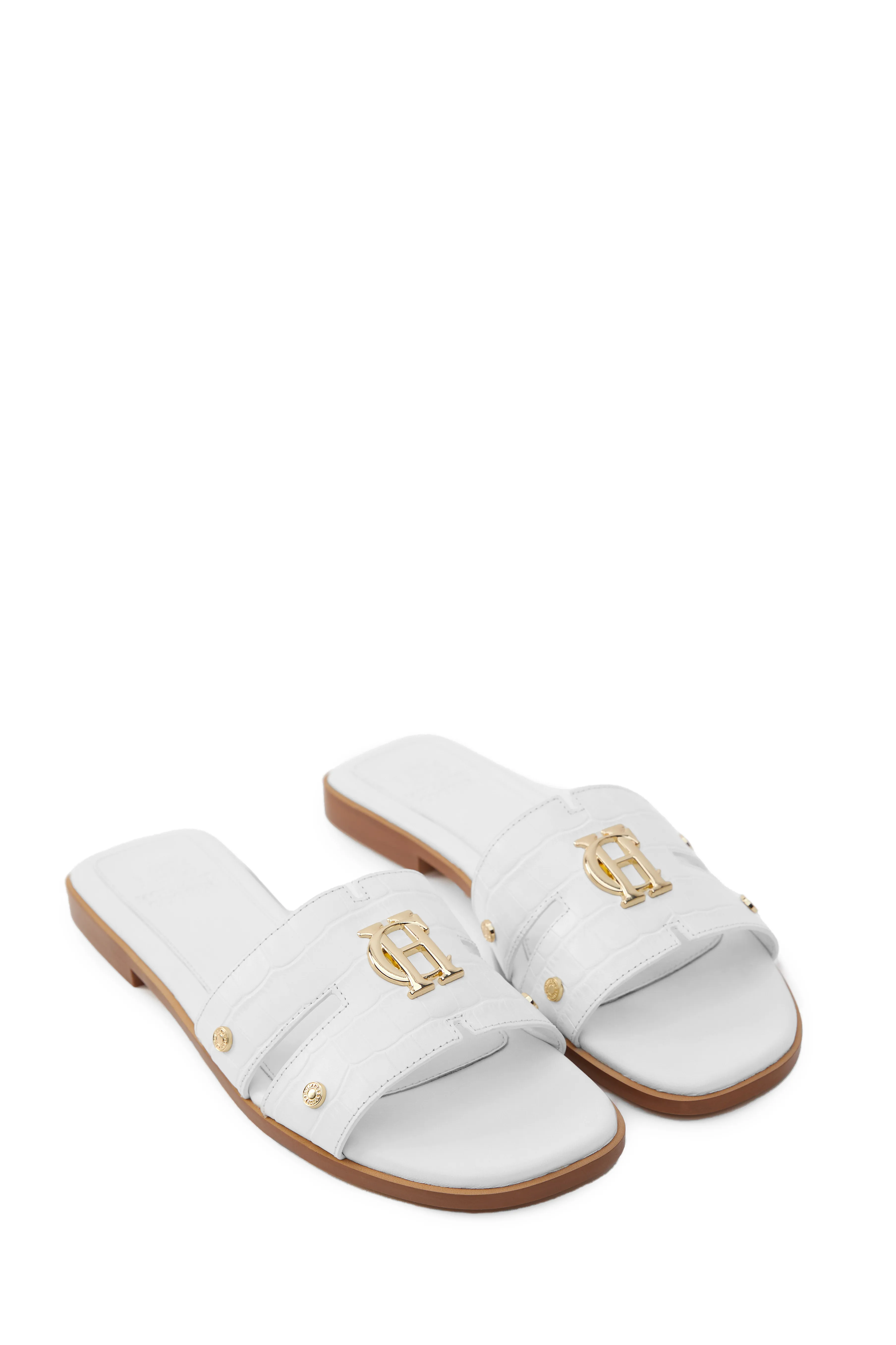 Monogram Slides (White Croc)