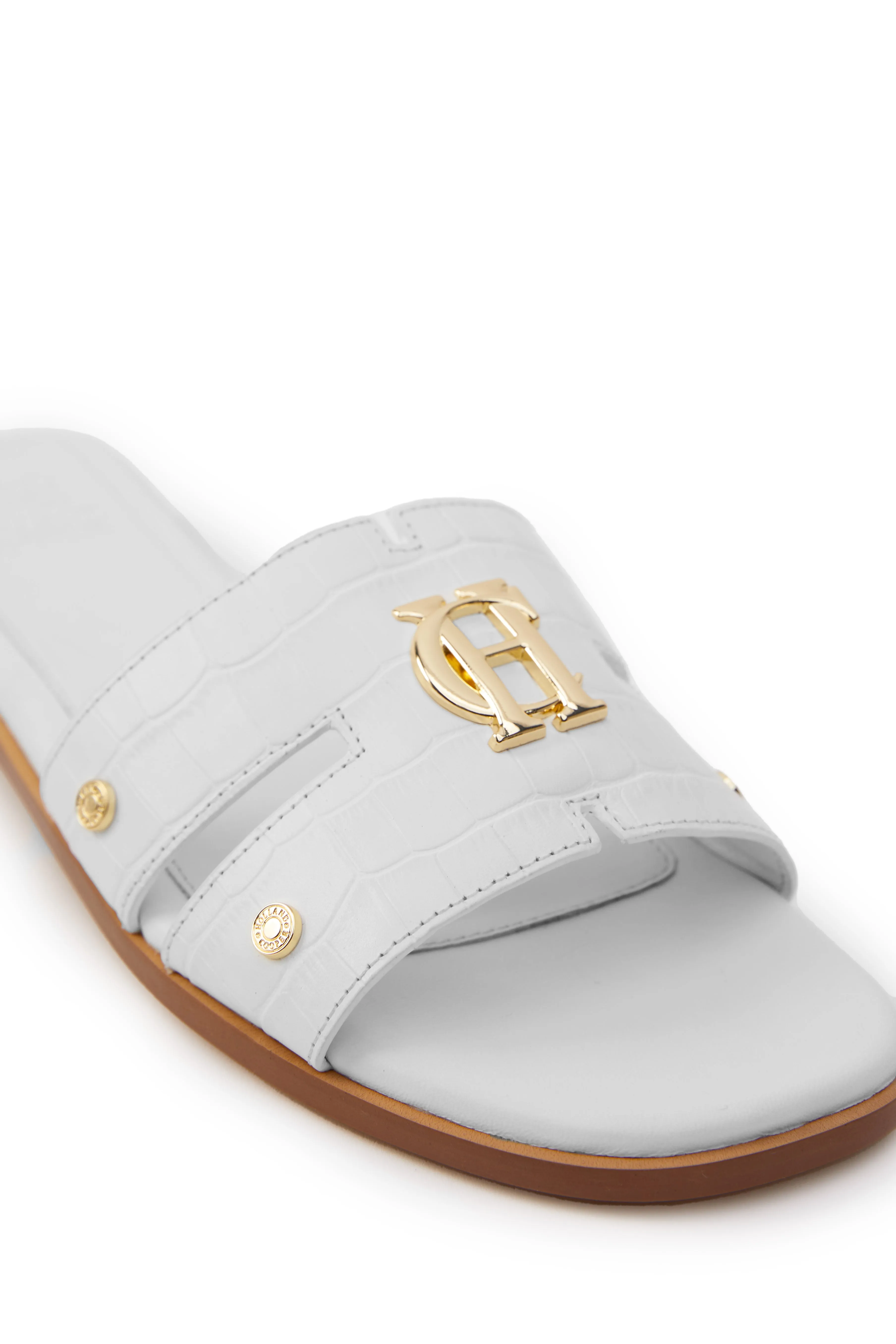 Monogram Slides (White Croc)