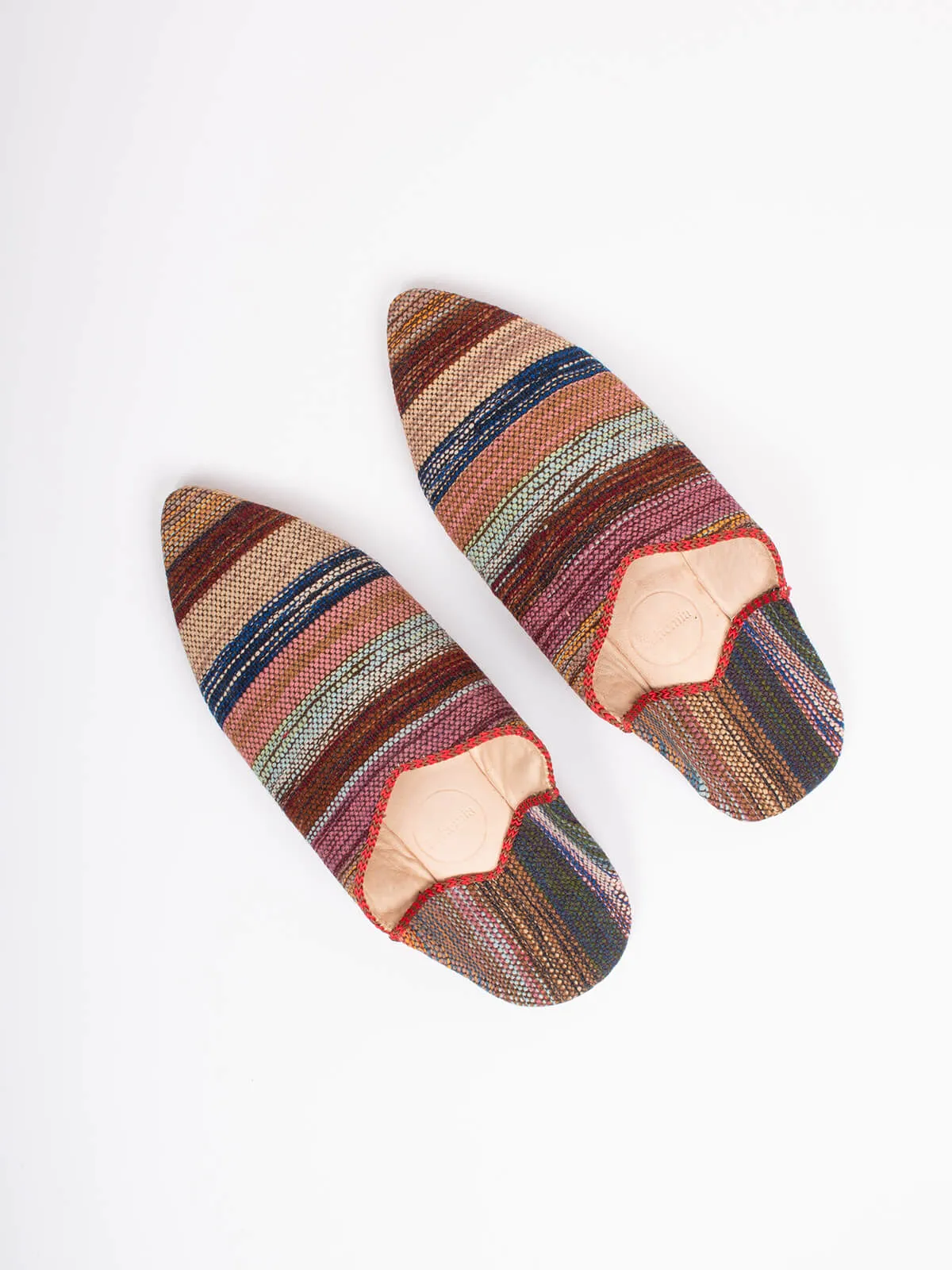 Moroccan Boujad Pointed Babouche Slippers, Atlas Stripe