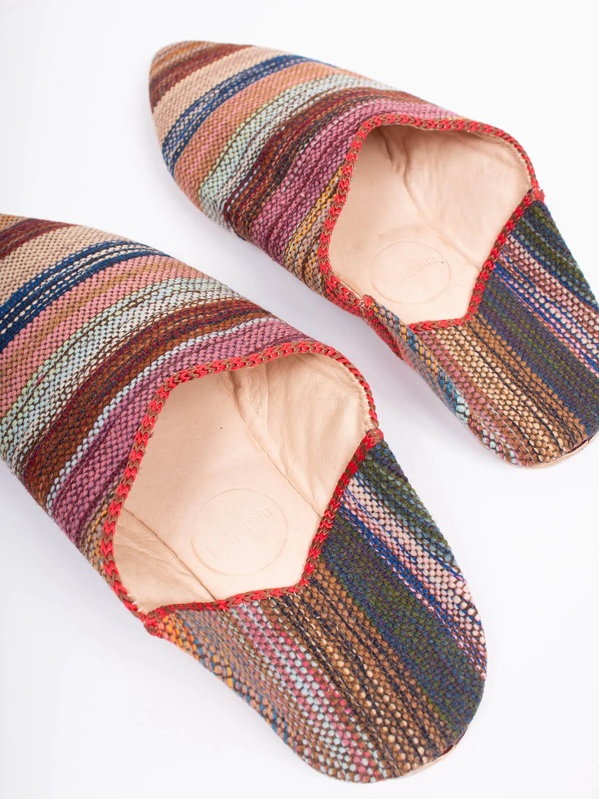 Moroccan Boujad Pointed Babouche Slippers, Atlas Stripe