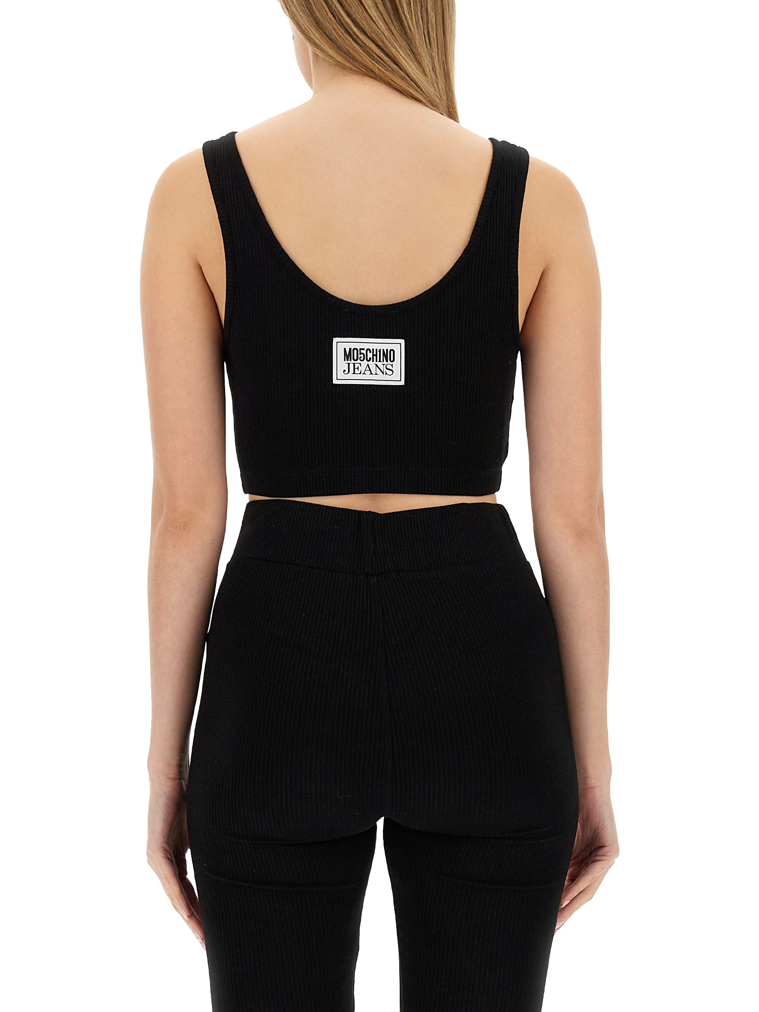 Viscose Knit Top with Logo by Moschino Jeans