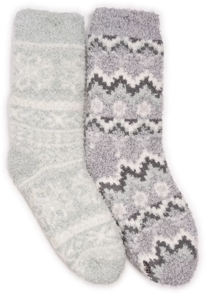 Muk Luks Women's Cozy Sherpa Lined Cabin Sock Slippers 2-Pack