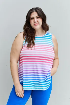 Multicolored Striped Sleeveless Round Neck Top - Love Yourself