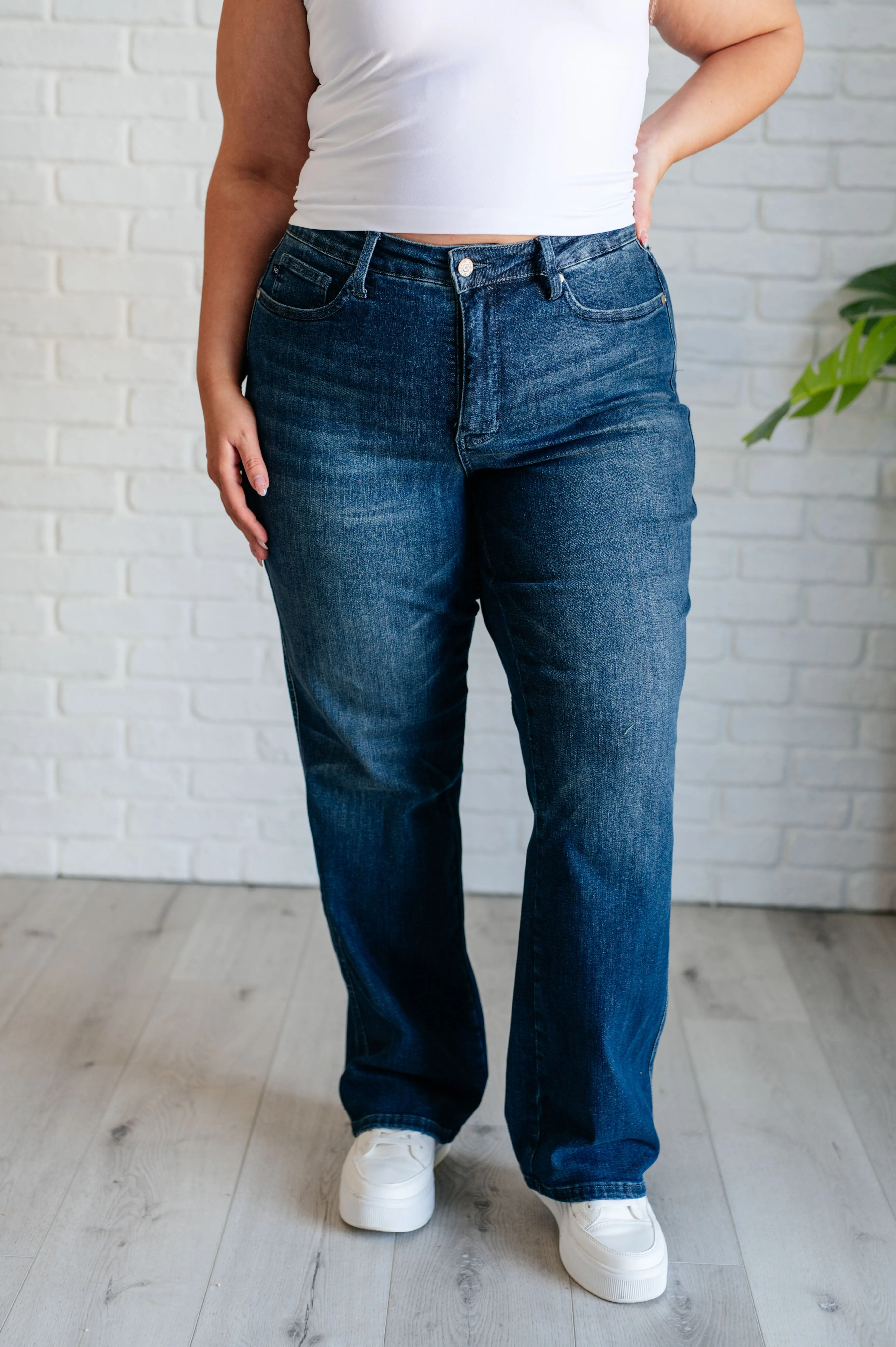 Classic Straight Jeans with Mid Rise Control Top named Muriel