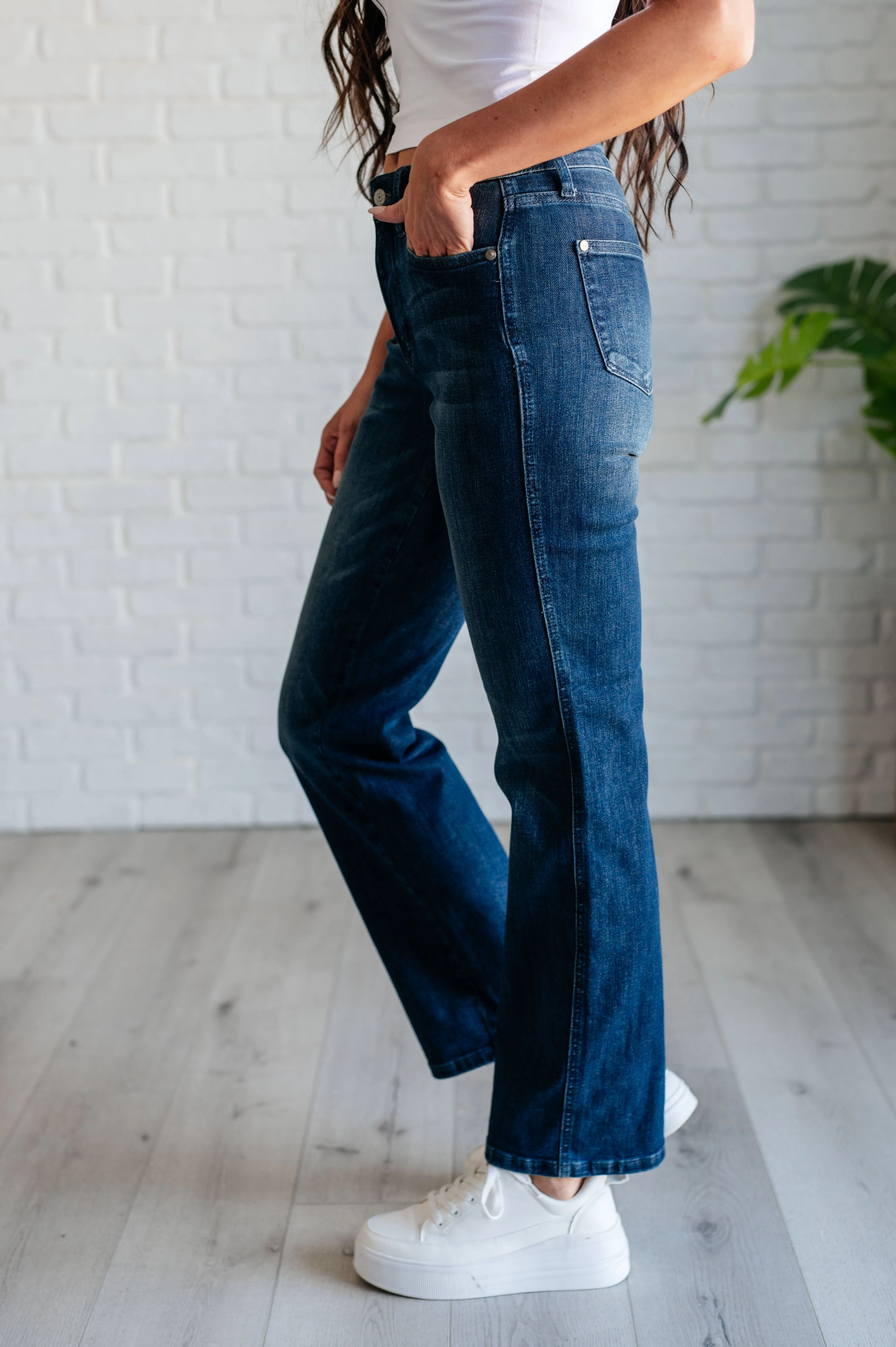 Classic Straight Jeans with Mid Rise Control Top named Muriel