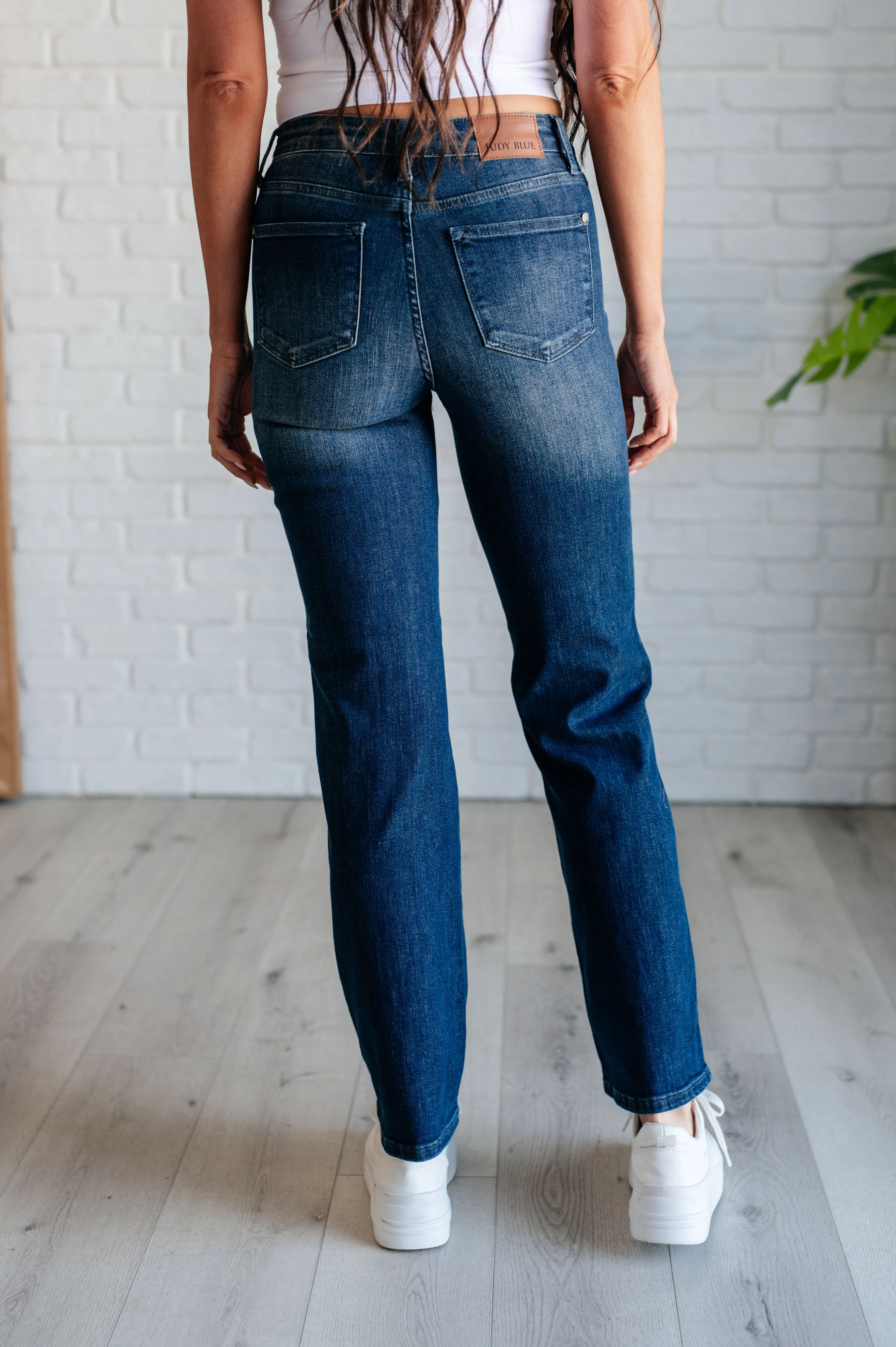 Classic Straight Jeans with Mid Rise Control Top named Muriel