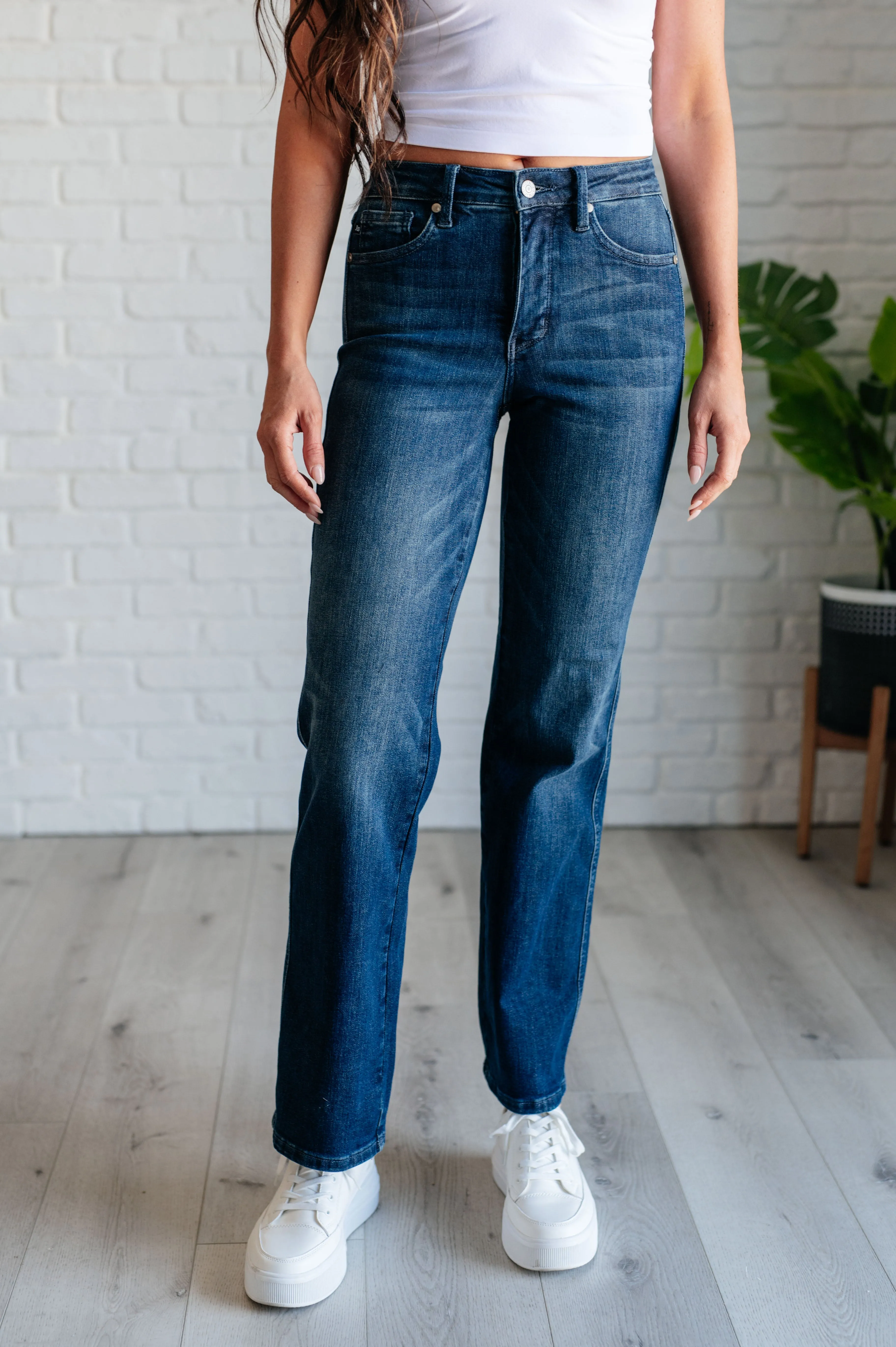 Classic Straight Jeans with Mid Rise Control Top named Muriel