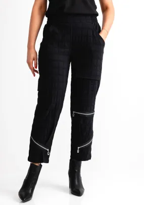 My Soul Grid Zip Detail Cropped Trousers, Black