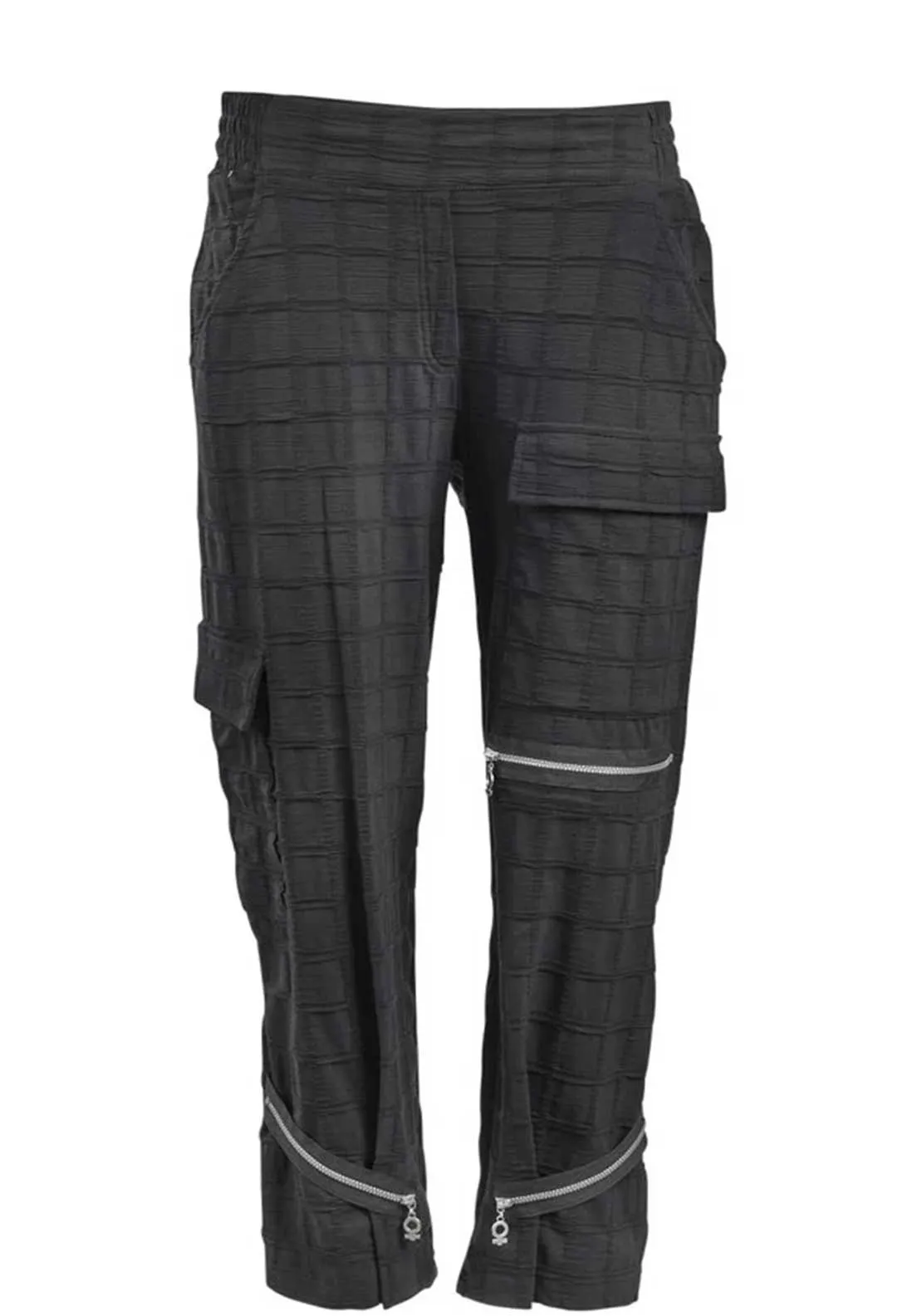 My Soul Grid Zip Detail Cropped Trousers, Black