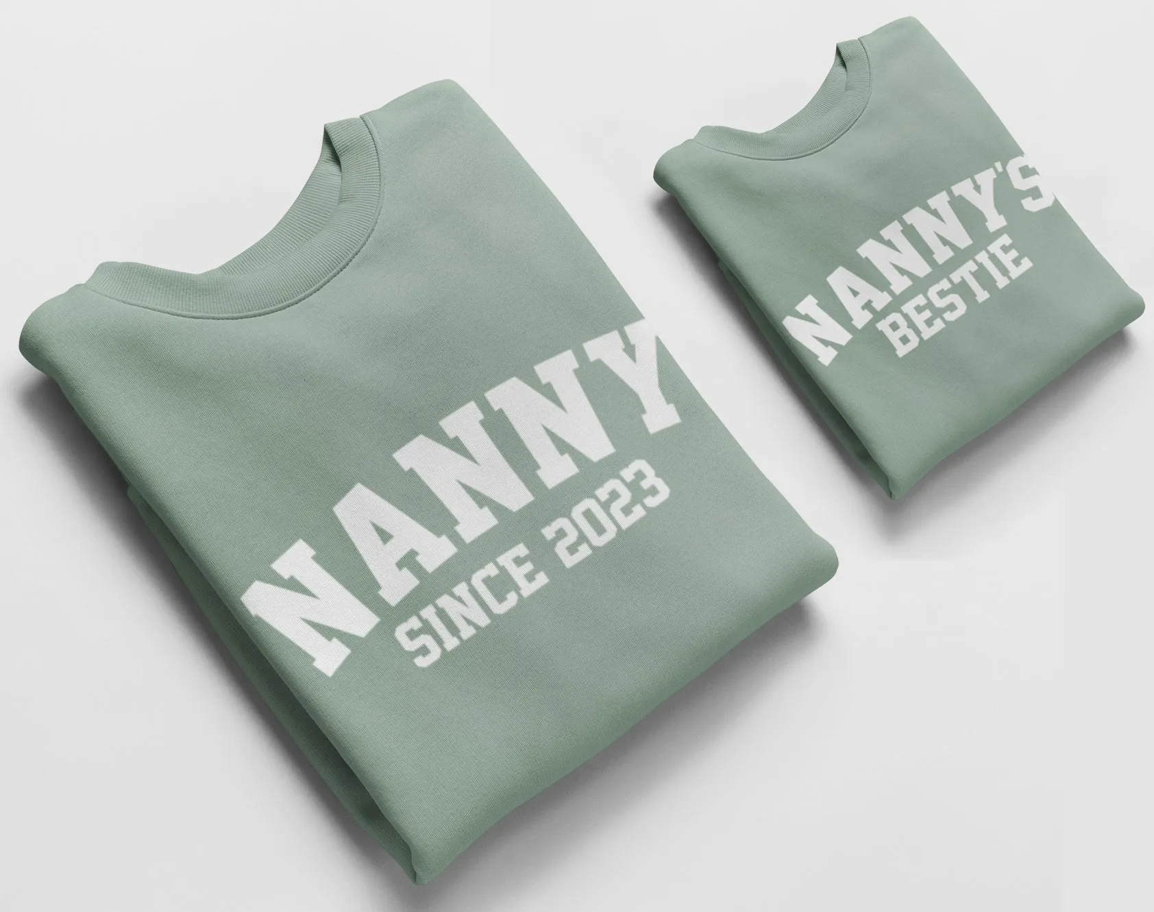 Nanny and Nannys Bestie Jumpers, Matching Jumpers Nanny Gift Nannys Bestie Gift Dusty Green