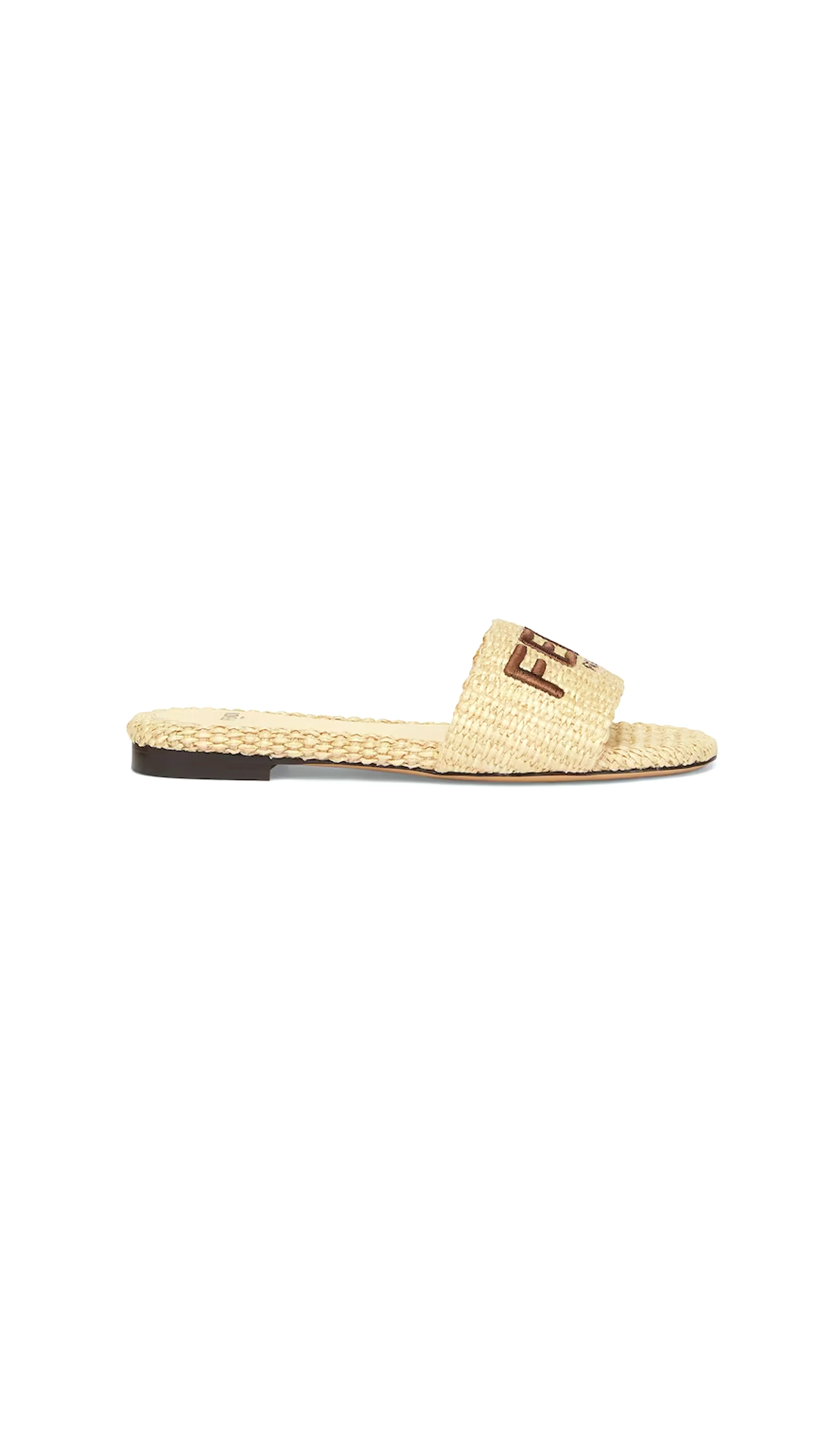 Natural Beige Raffia Slides