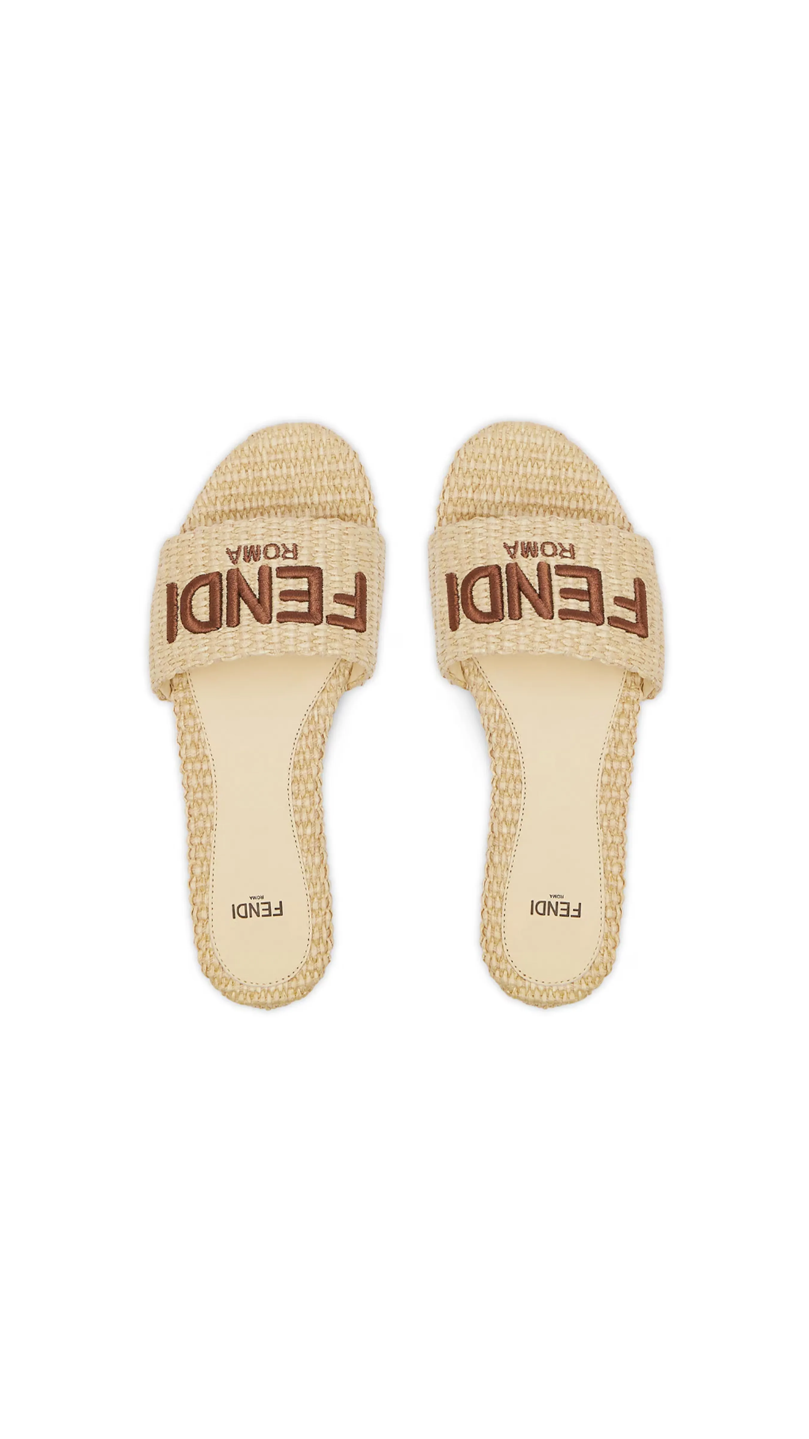 Natural Beige Raffia Slides