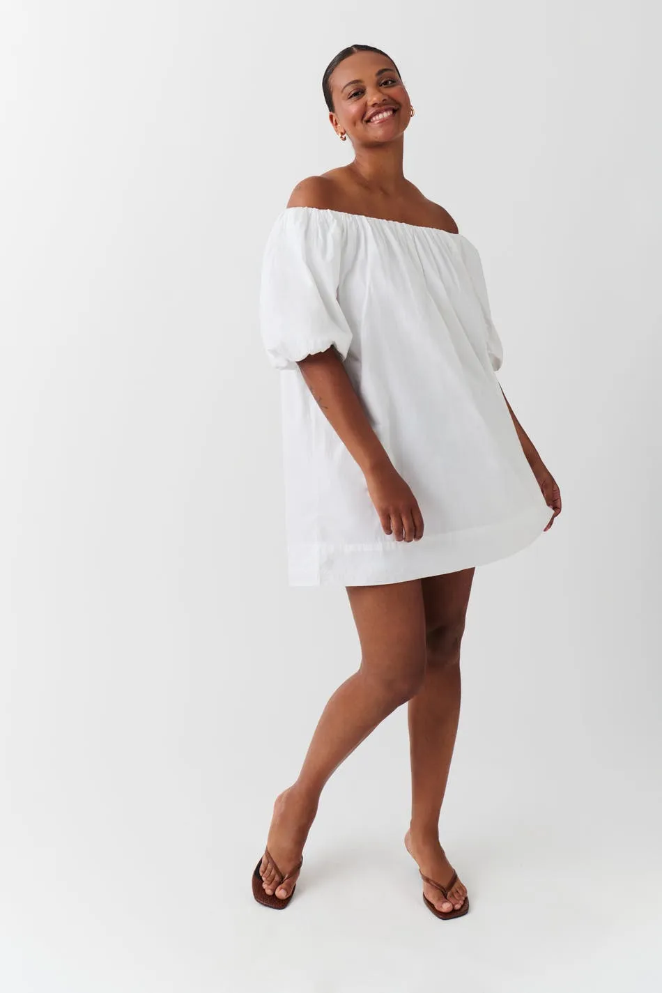 Off shoulder poplin dress