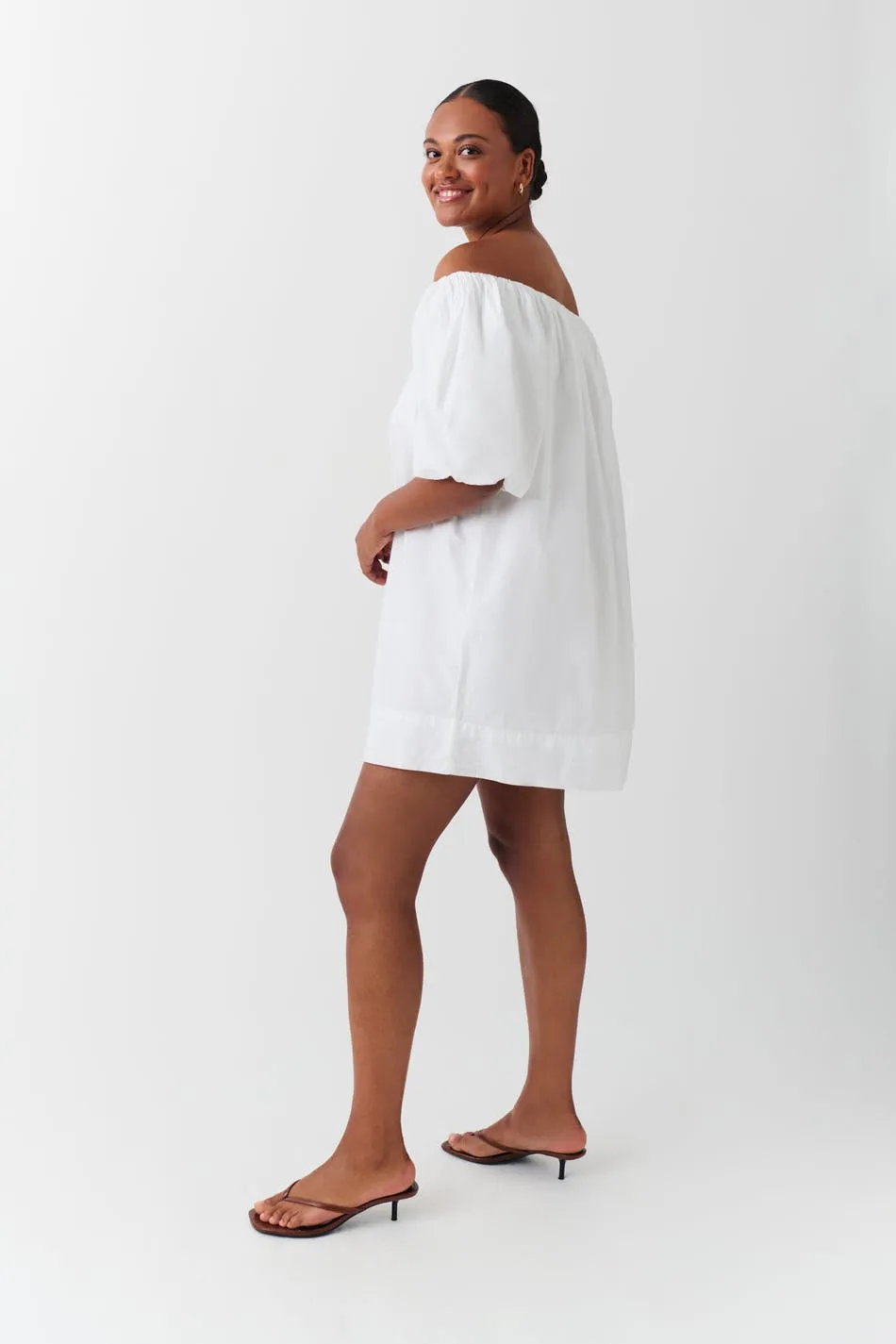 Off shoulder poplin dress